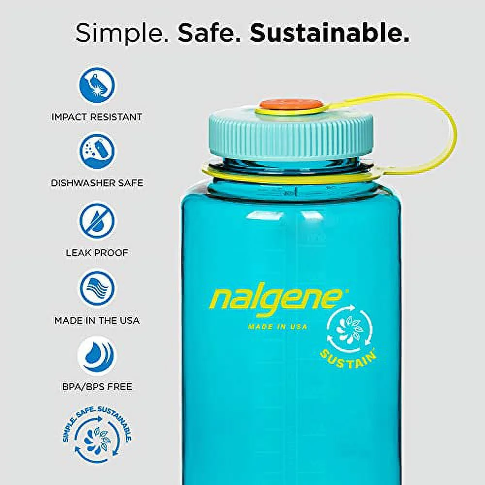 Nalgene Tritan Wide Mouth BPA-Free Water Bottle, Surfer, 34 oz