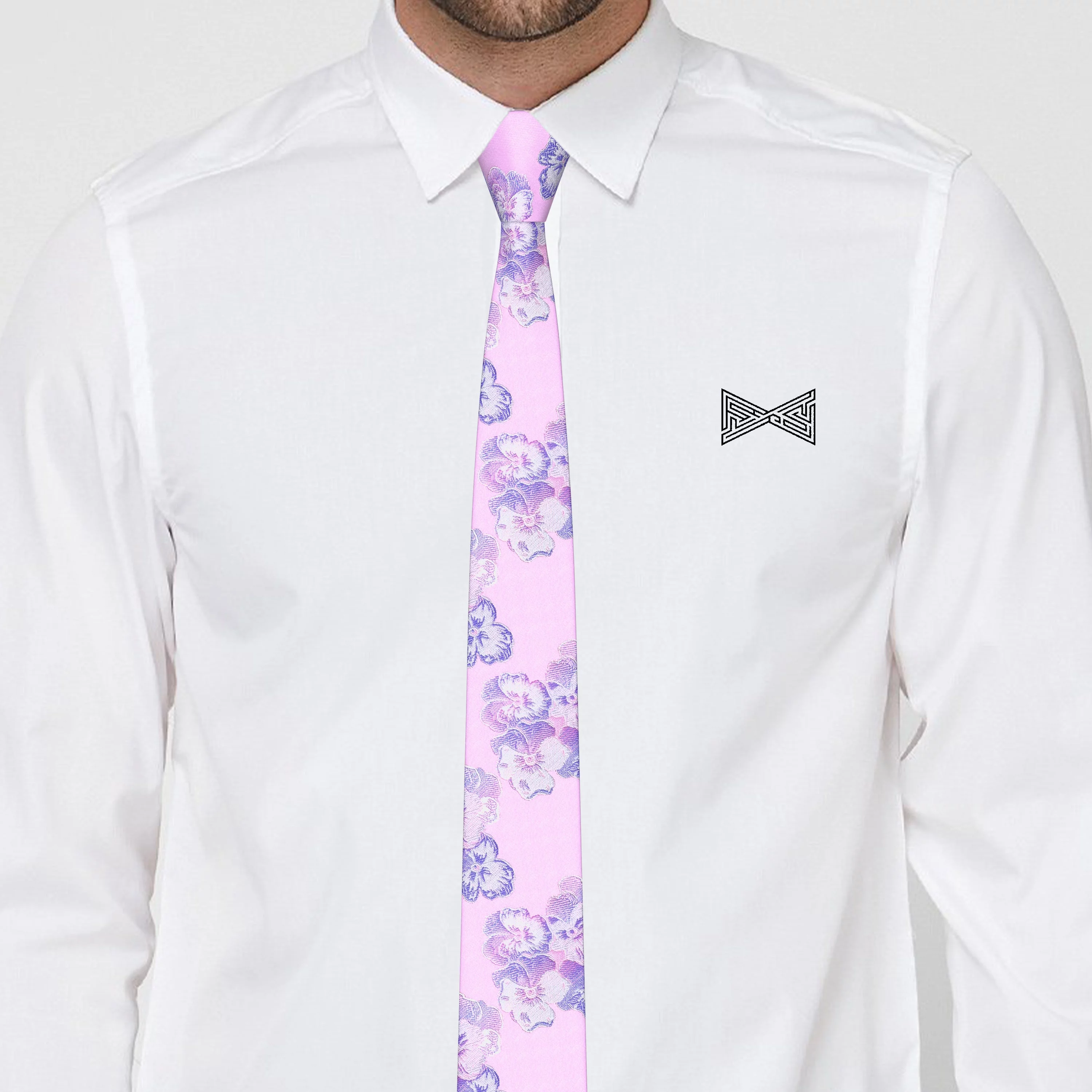 Men's Elegant Iris Wedding Ties: Floral, Skinny & Cravat Neckties for Groom, Father, and Groomsman - Perfect for Weddings in Terracotta Light Purple, by Bow Tie House (Lavender, Wide 3.35