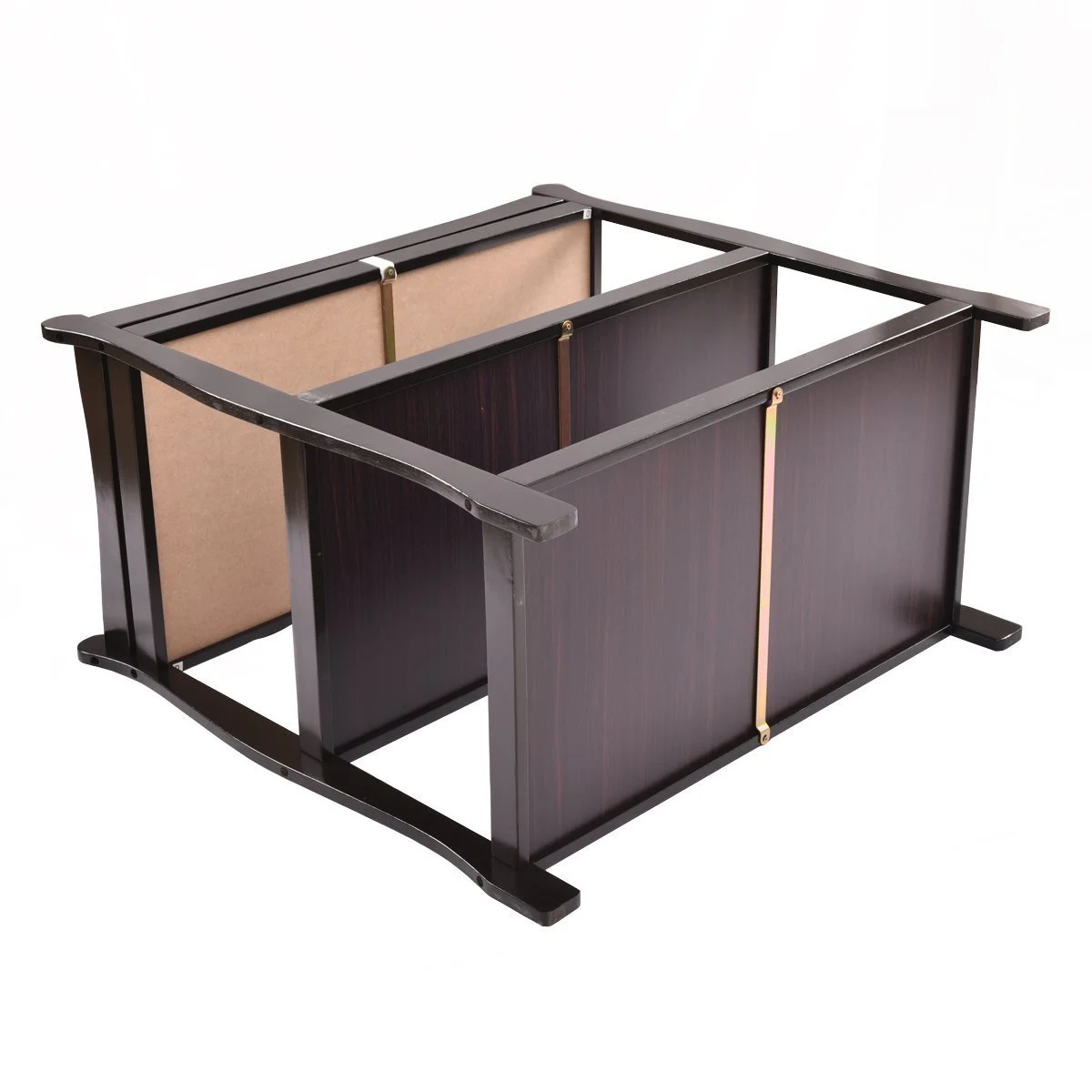 Baby Changing Table, Infant Diaper Changing Table Organization, Newborn Nursery Station with Pad, Sleigh Style Nursery Dresser Changing Table with Hamper/ 2 Fixed Shelves (Espresso)