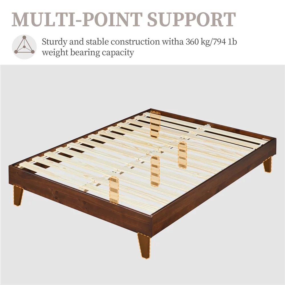 Yaheetech Platform Bed Frame with Wooden Slats,No Box Spring Needed,Full,Smoked Walnut