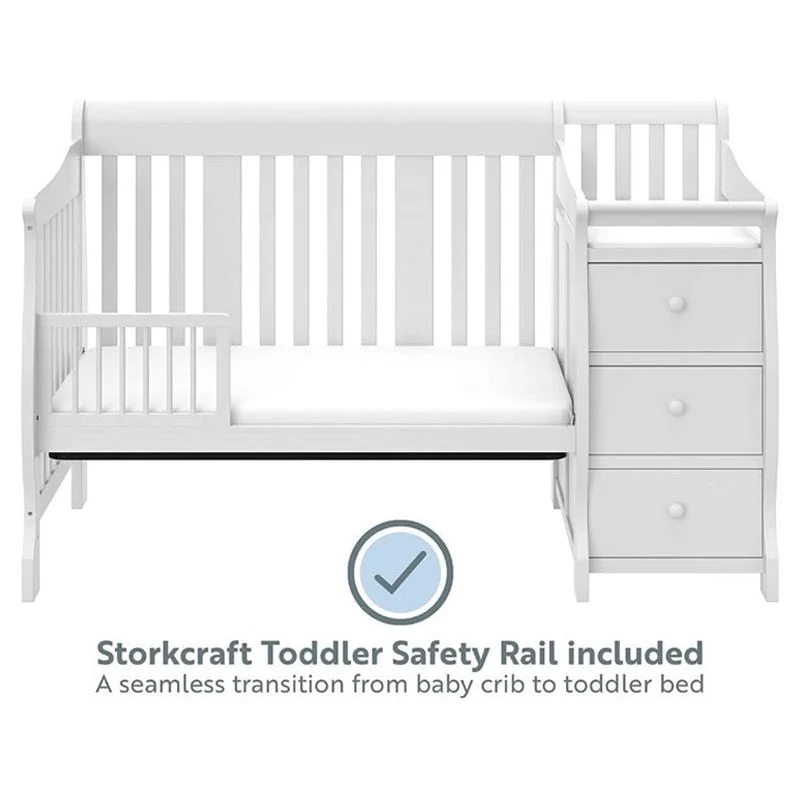6-Drawer Double Dresser and Baby Crib with Changing Table Set in Pure White