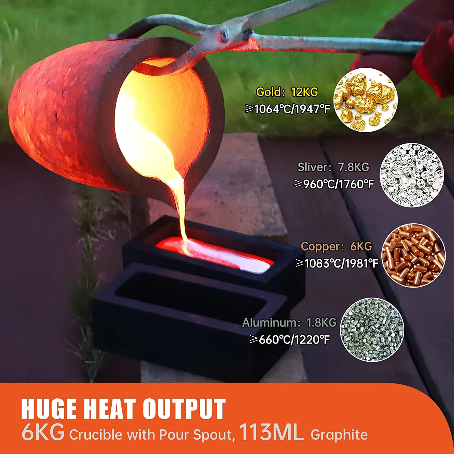 TOAUTO 6KG Propane Melting Furnace Kit,Home Stove Kiln Casting Tool for Scrap Metal Recycle Gold Silver Copper Aluminum