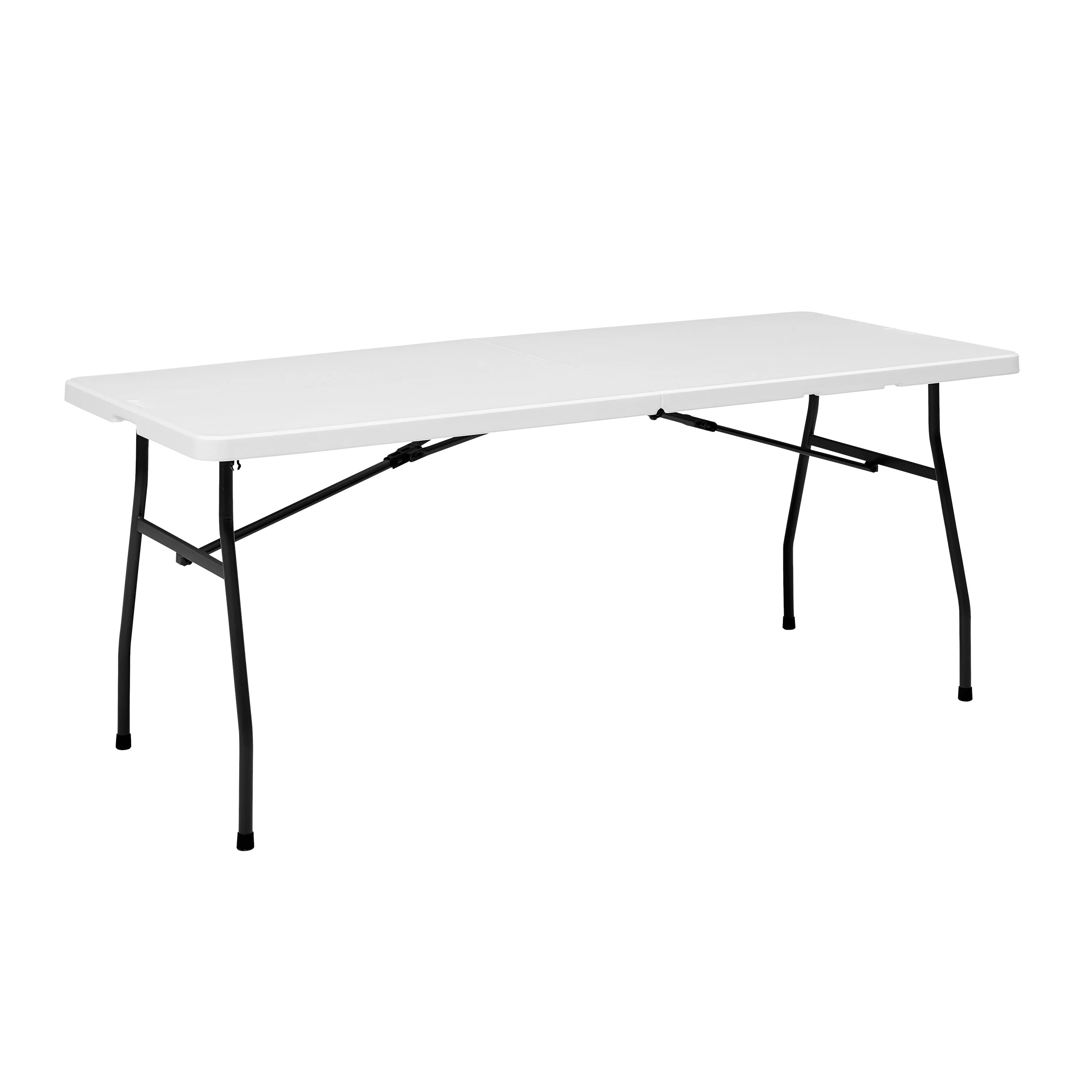 Mainstays 6 Foot Fold-in-Half Plastic Table, Indoor Outdoor, White Granite