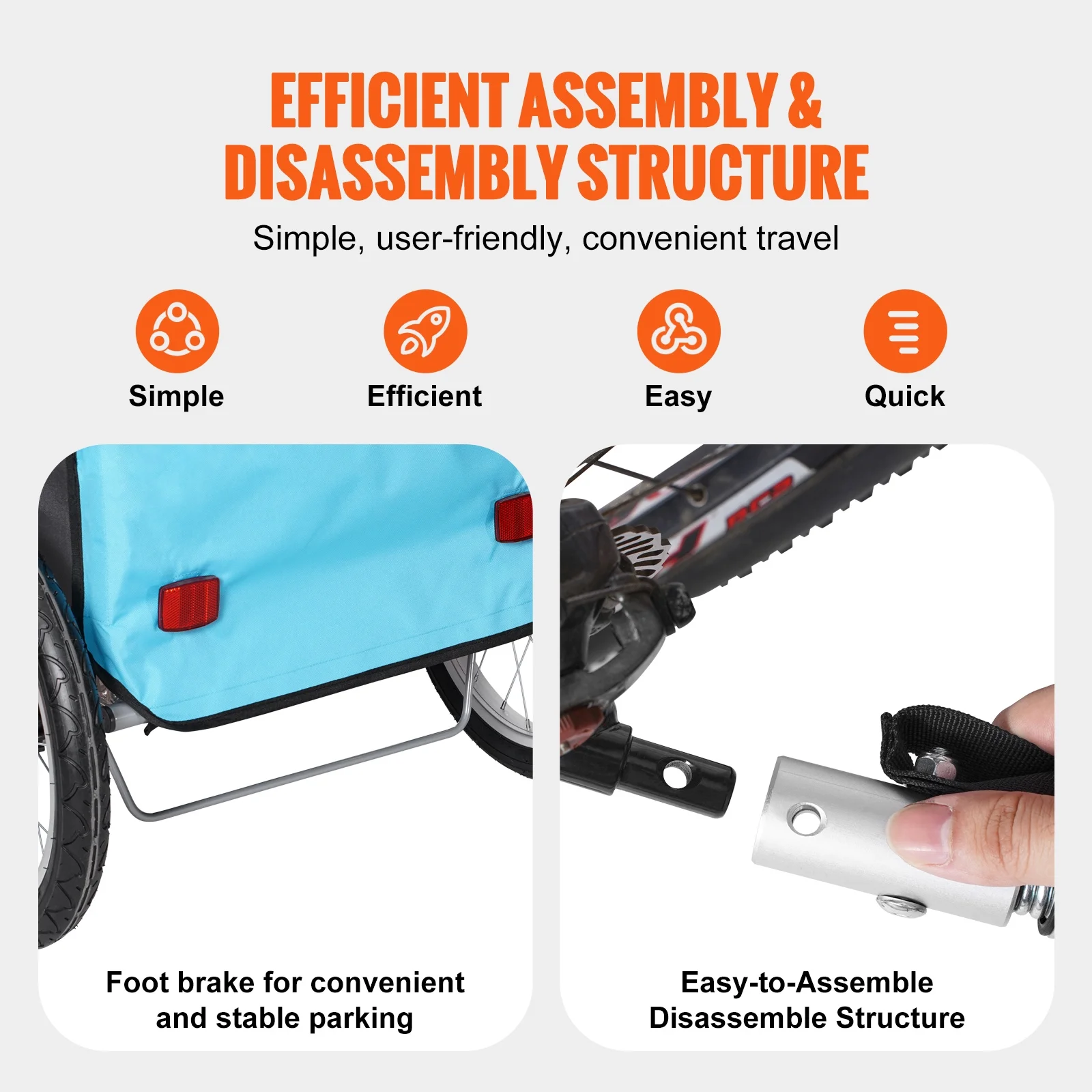 SKYSHALO 60 lbs. Kids Bike Trailer Folding Steel Bicycle Trailer Stroller