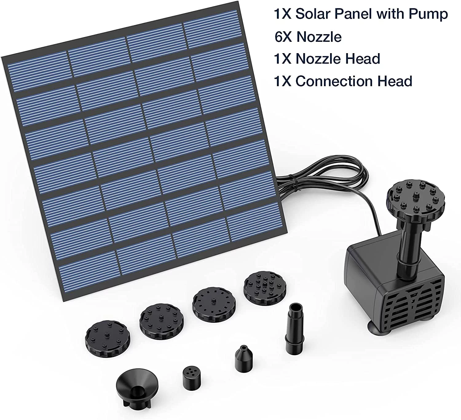 AISITIN DIY Solar Water Pump Kit, Solar Powered Water Fountain Pump with 6 Nozzles, DIY Water Feature Outdoor Fountain for Bird Bath, Ponds, Garden and Fish Tank
