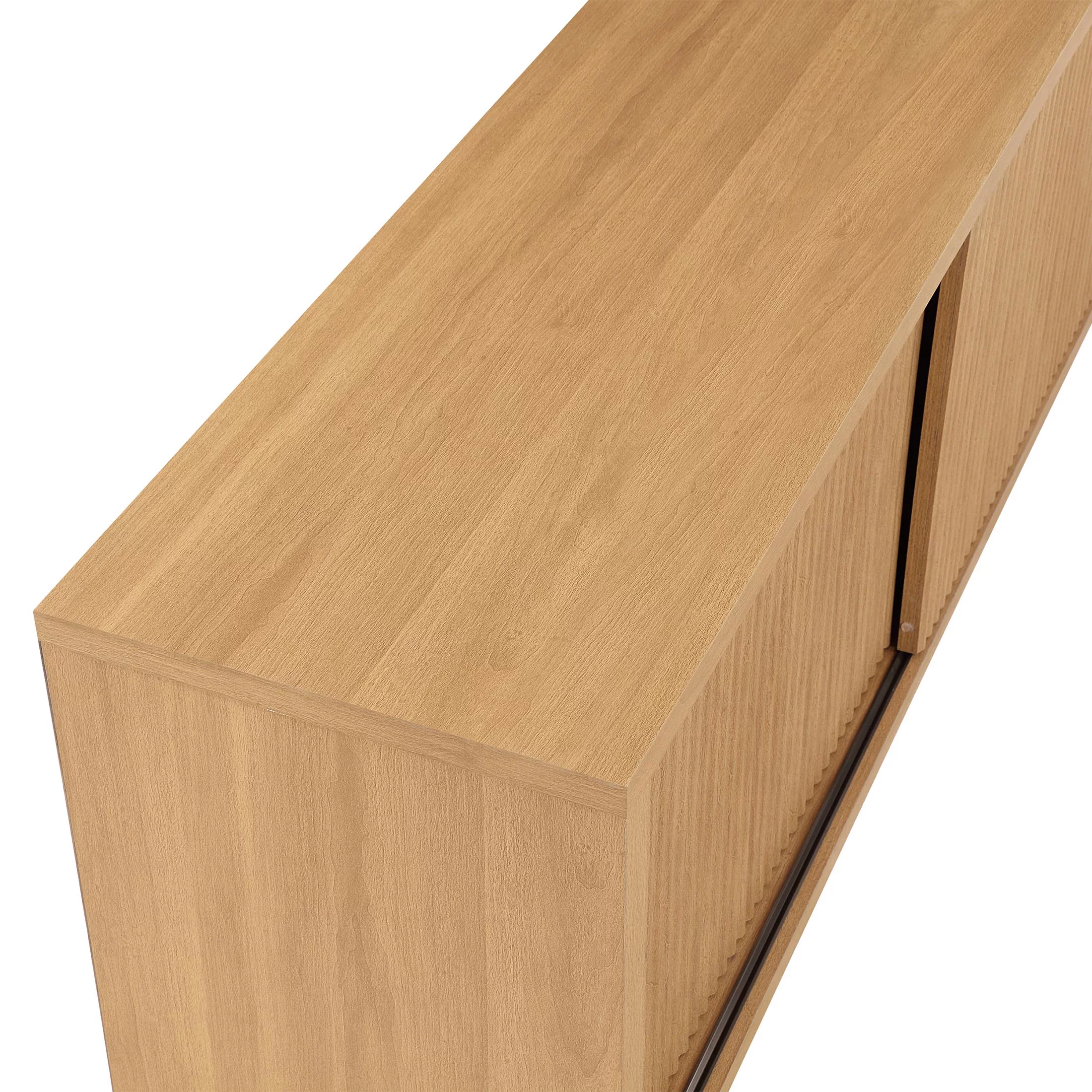 Beautiful Fluted TV Stand for TV’s up to 70” by Drew Barrymore, Warm Honey Finish