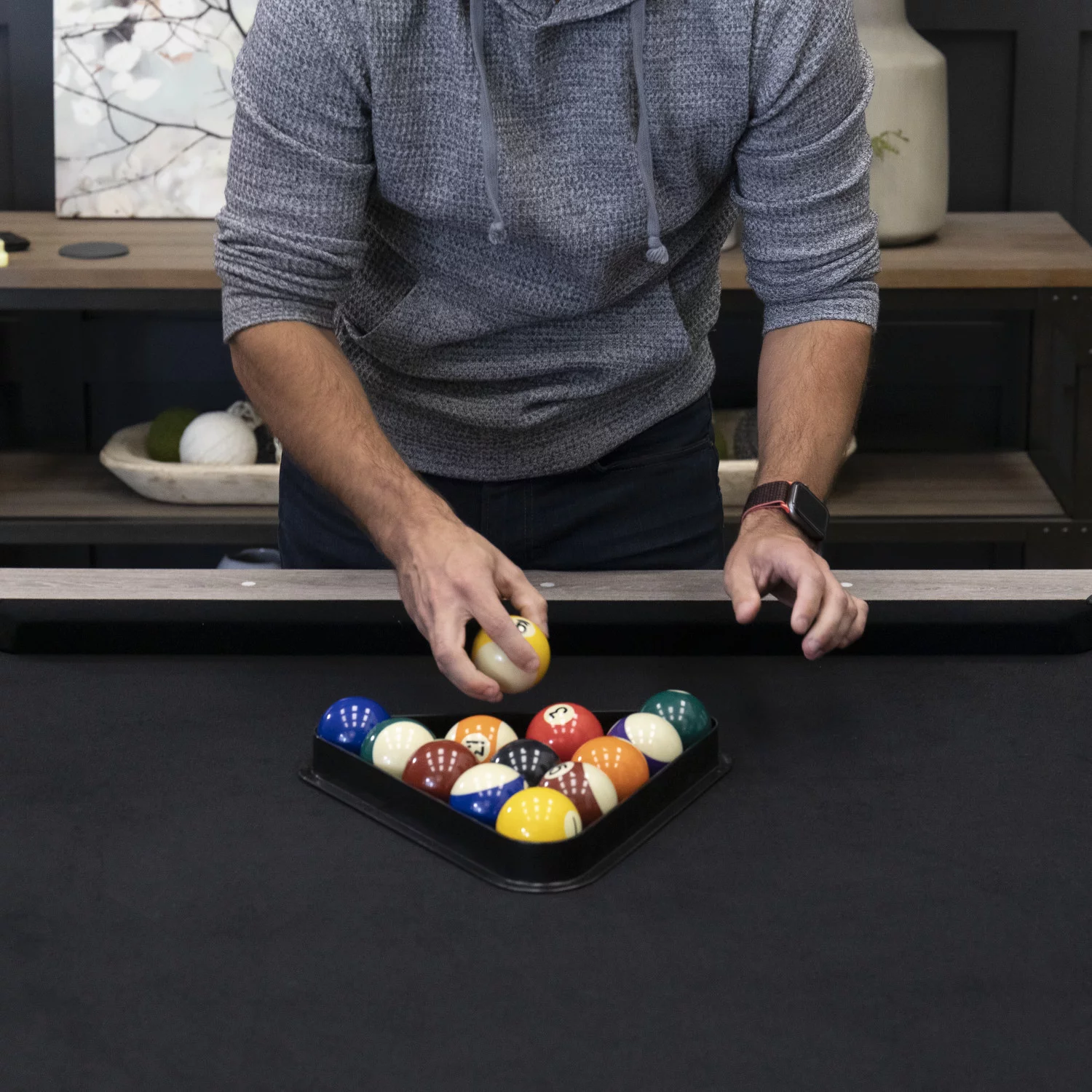 American Legend Kirkwood 90” Billiard Table with Rustic Finish, K-Shaped Legs and Black Cloth