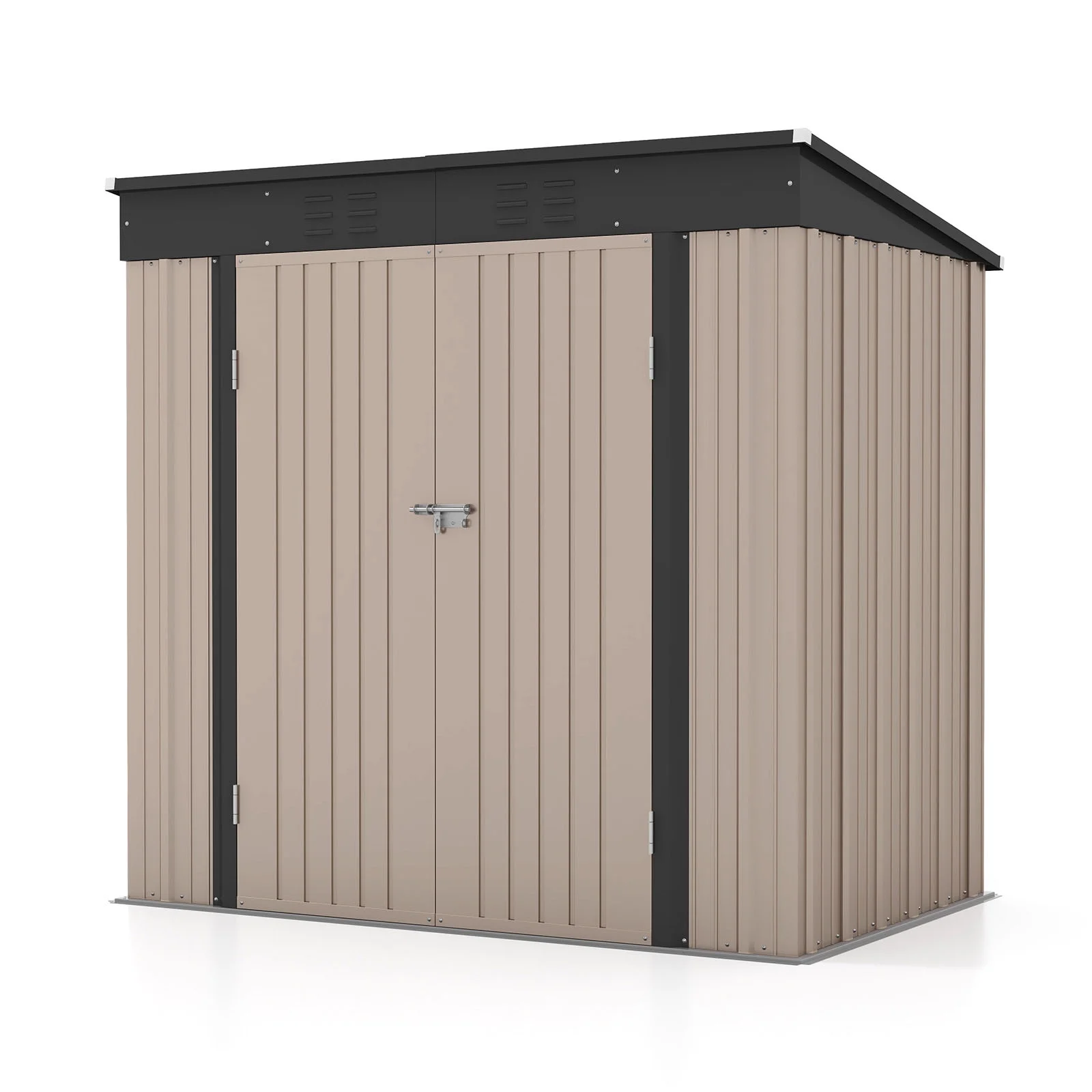 Patiowell 6x4 FT Outdoor Storage Shed, Metal Sheds with Double Lockable Doors for Lawn, Brown