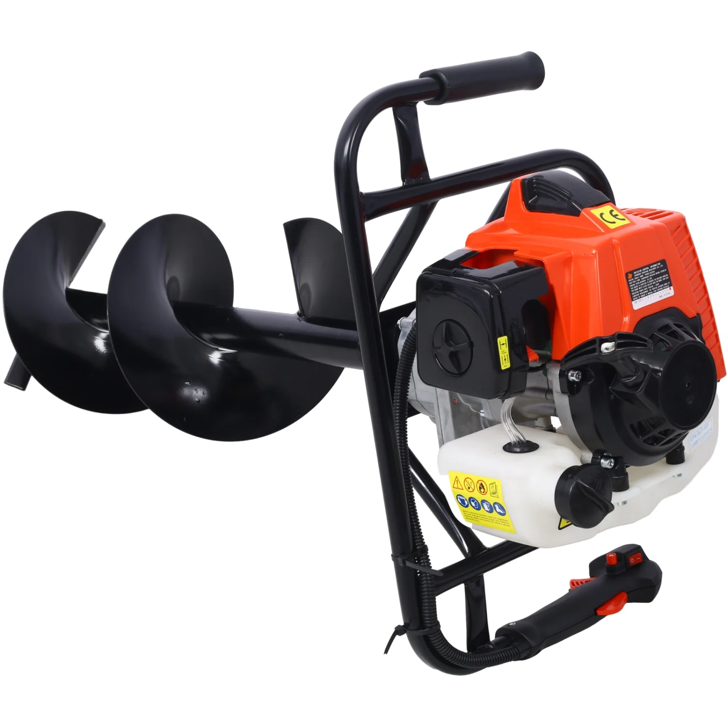 Powerful 2.7HP Gas-Powered 63cc 2-Stroke Auger Post Hole Digger for Efficient Digging  EPA Certified with 3/4” Drill Shaft Size. Includes L4”  L6”  L8”  and L12” Drill Bits  as well as Ex