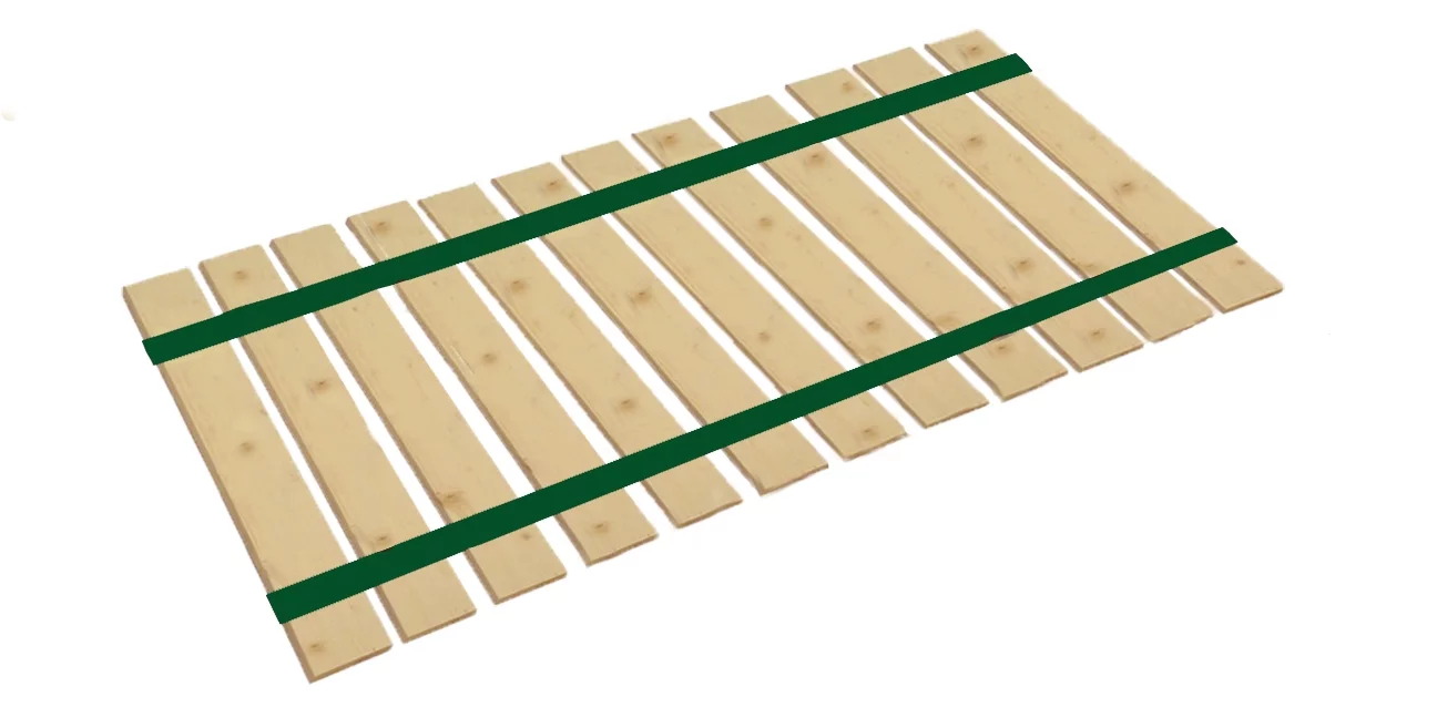The Furniture King Wood Bed Slats Twin Size Closely Spaced For Specialty Bed Types Custom Width with Green Strapping Bed Frame Support Plank Boards 40.25