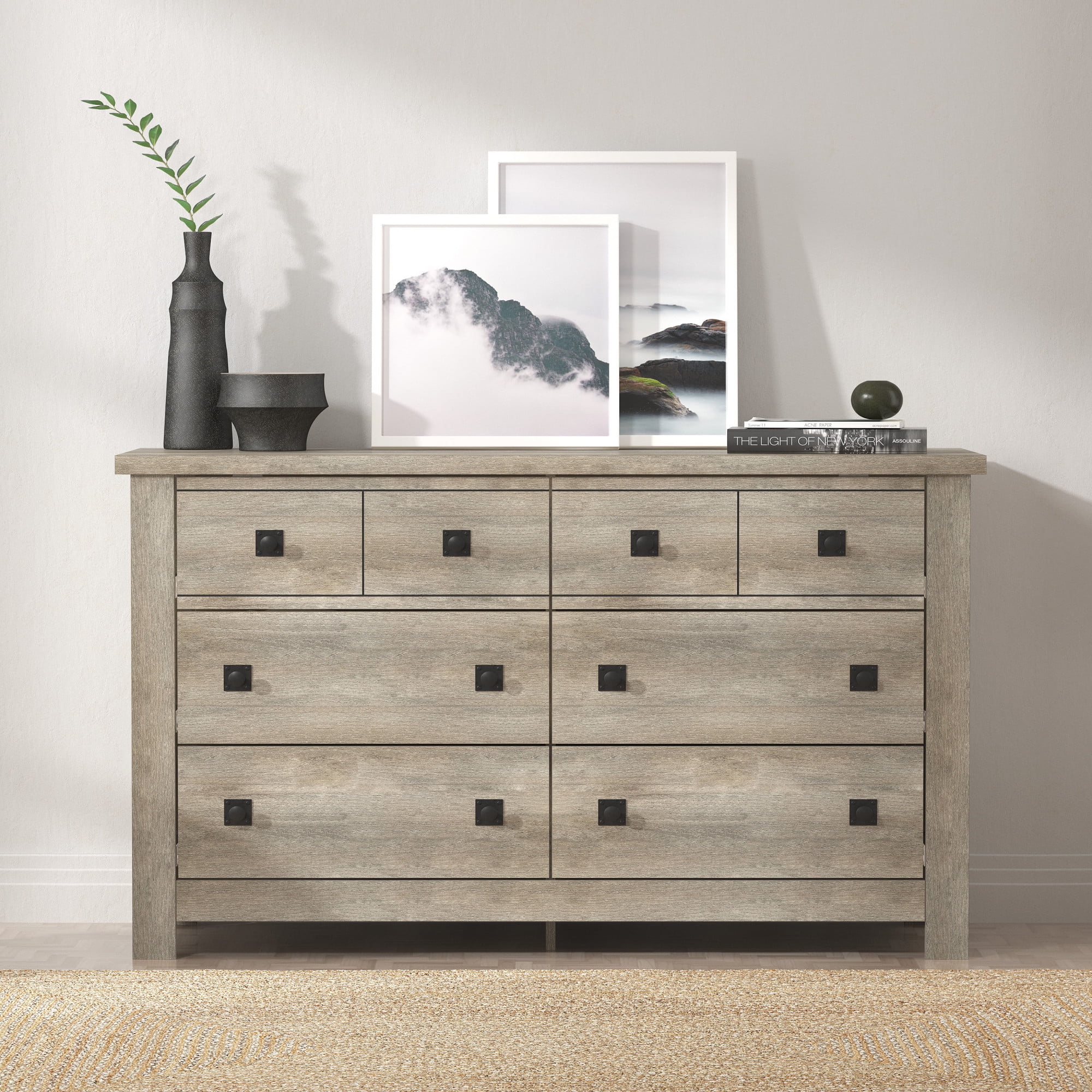Hillsdale Addison Farmhouse 6 Drawer Dresser, Driftwood Gray