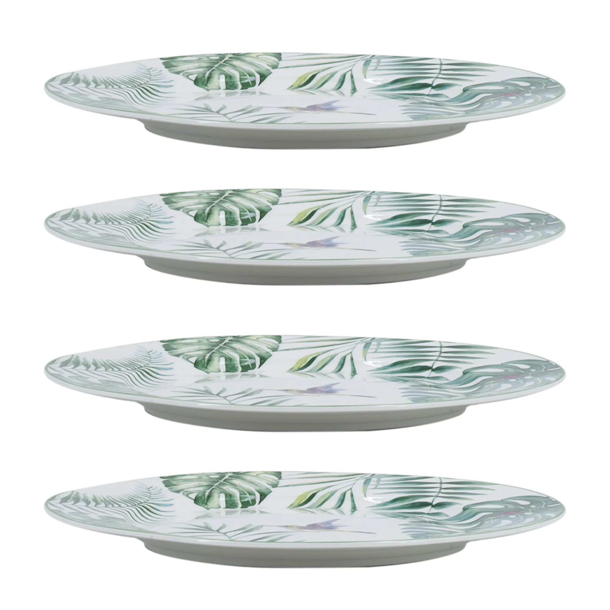 CC Home Furnishings Botanical Design with a Bird Round Dinner Plates - 10