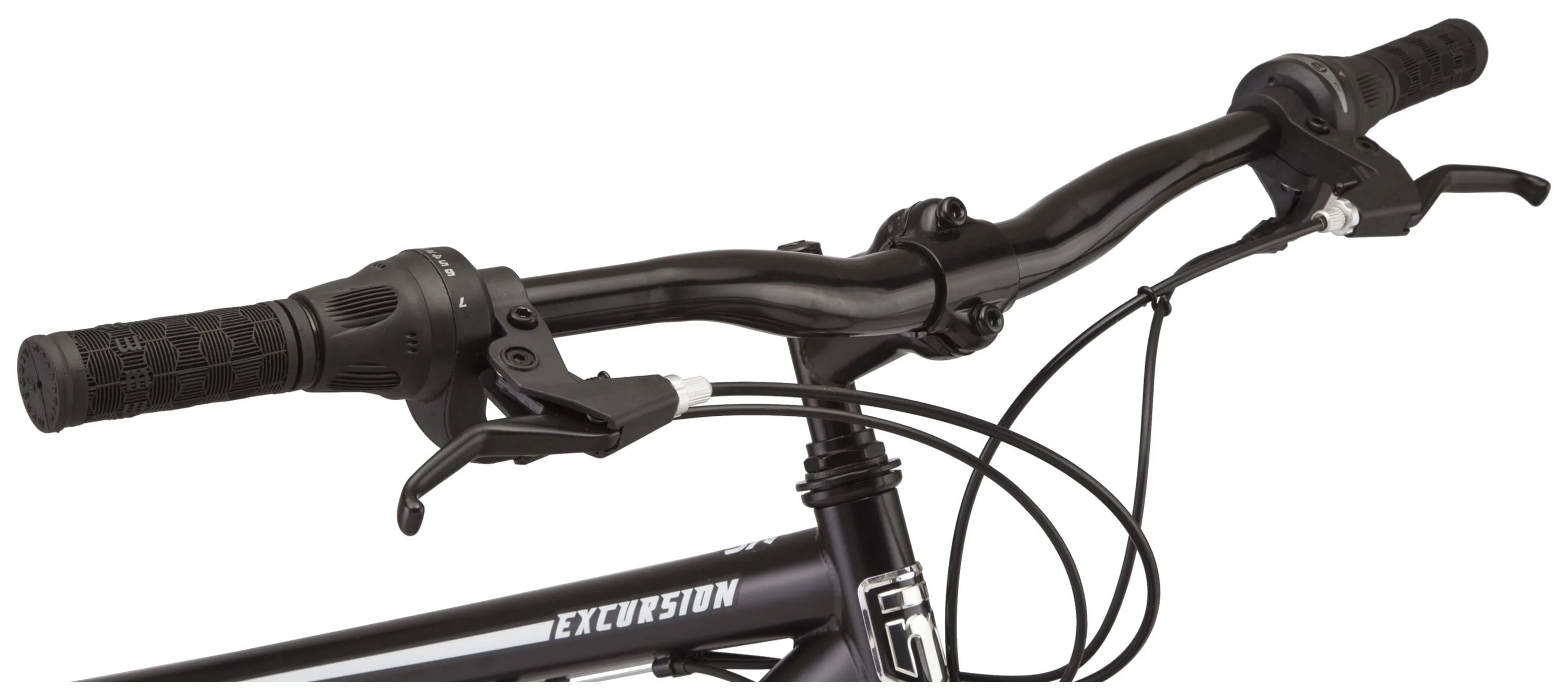 Mongoose Excursion Men's Mountain Bike, 29 inch wheels, 21 speeds, black / white