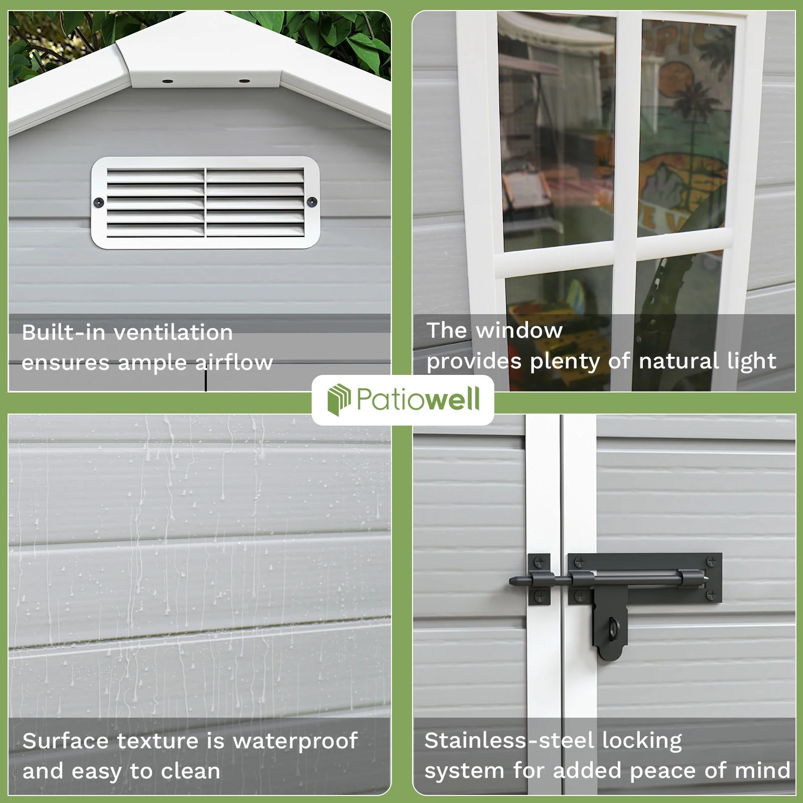 Patiowell 6x4 Resin Outdoor Storage Shed-Perfect to Store Patio Furniture, GardenTools Bike Accessories, Beach Chairs and Lawn Mower, Grey & White