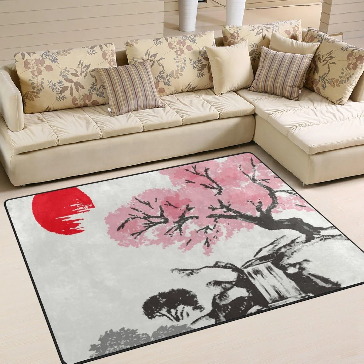 Dreamtimes Oriental Cherry Tree Growing Lightweight Carpet Mats, 6'8