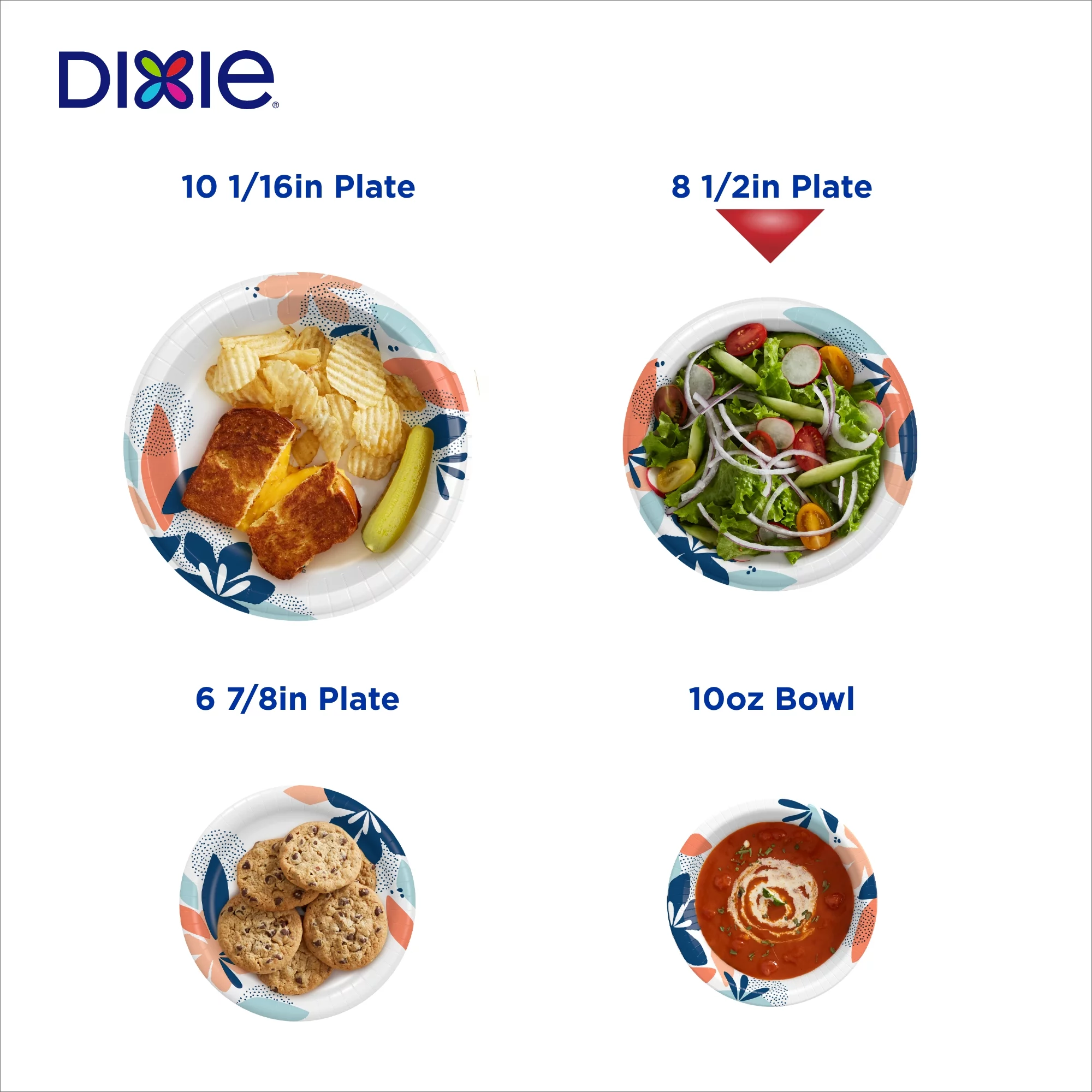 Dixie Disposable Paper Plates, Multicolor, 8.5 in, 400 Count (2-Pack of 200 Count)