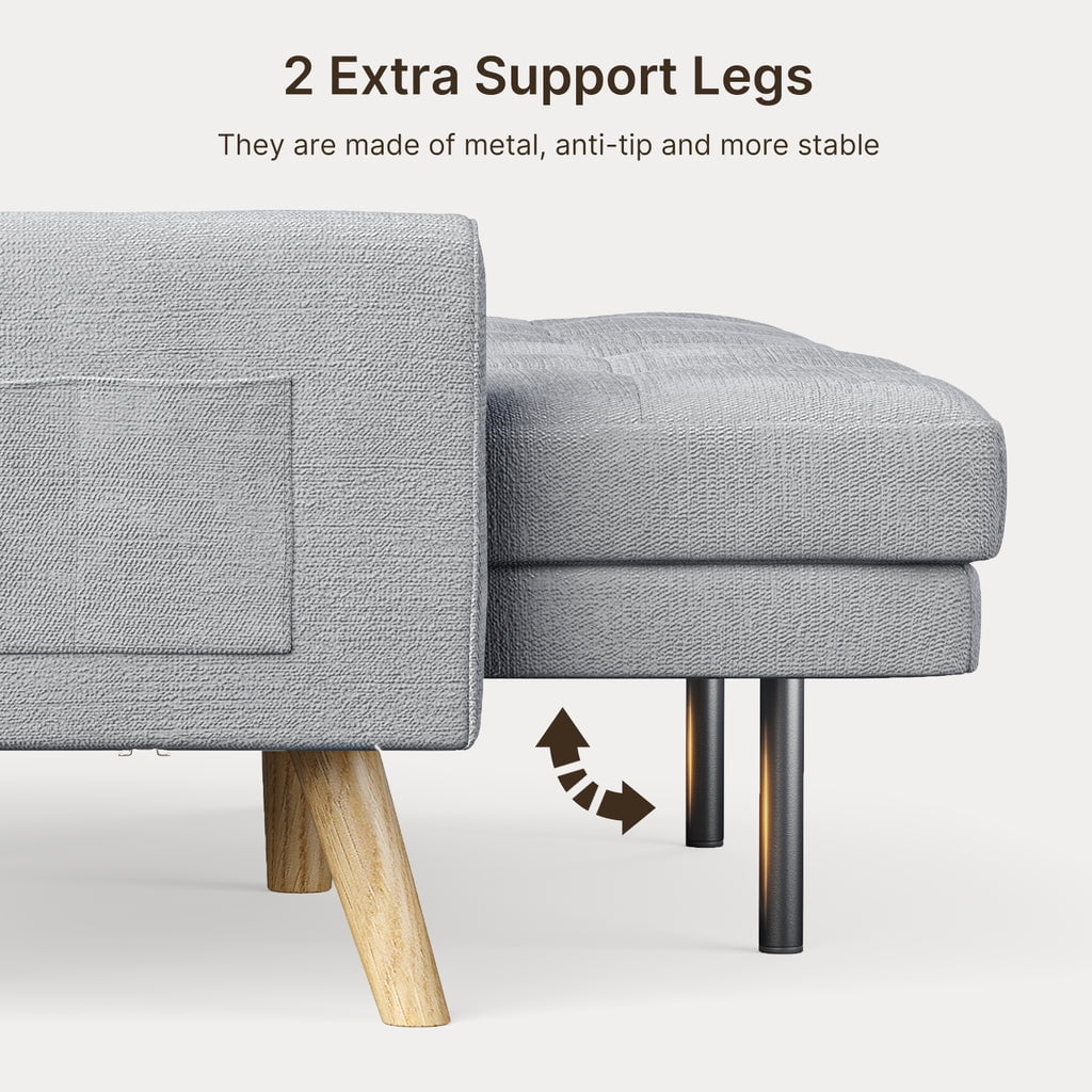 Aiho Convertible Futon Sofa Bed，Couches with with S-Springs and Adjustable Backrest for Living Room，Apartment Living Room,Office - Light Gray