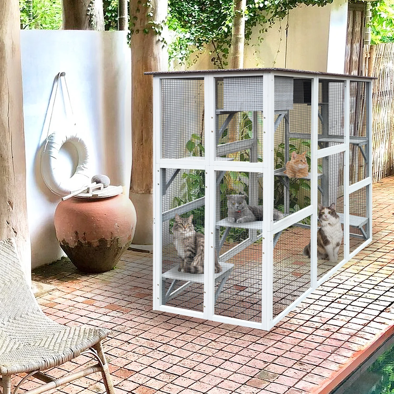 Wooden Catio Outdoor Cat Enclosure, 71