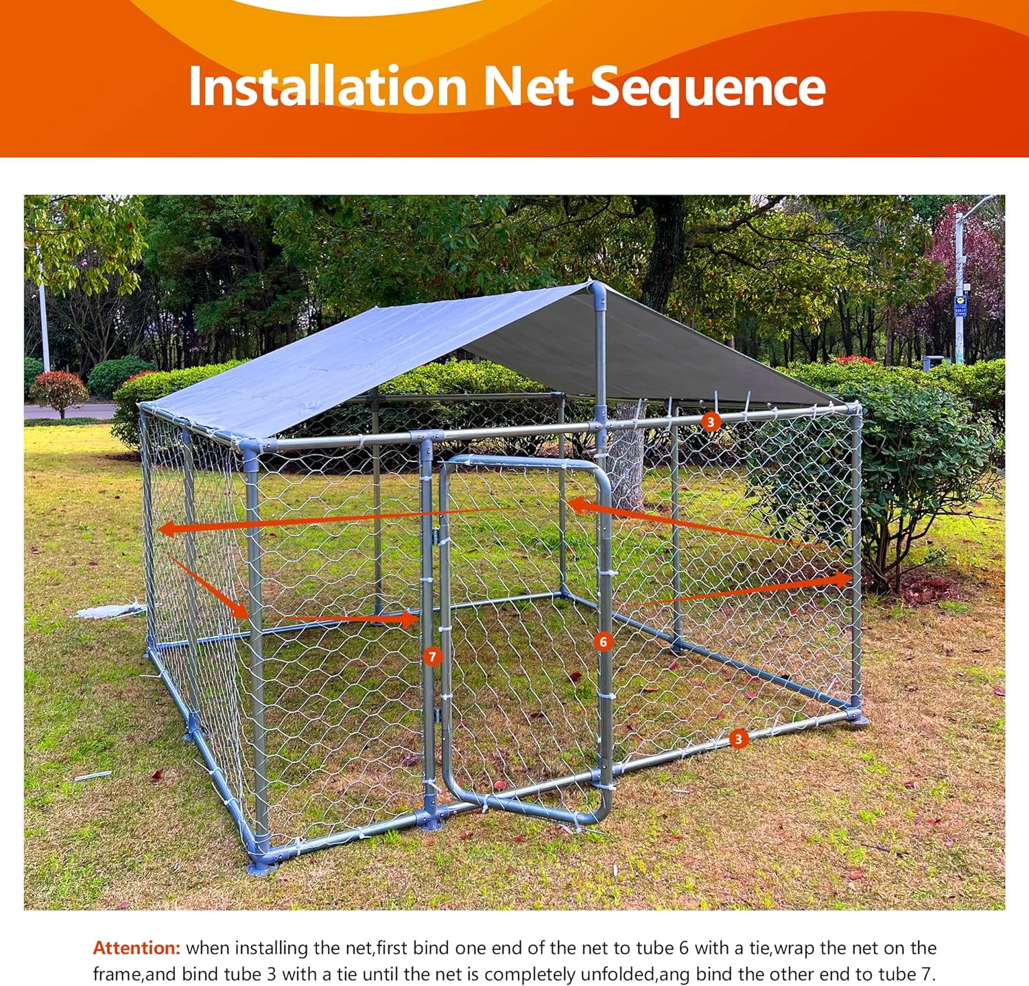 Aixvx 7.5'x7.5'x5.3' Outdoor Dog Kennel Heavy Duty Outdoor Fence Dog Run, Anti-Rust Dog Cage with Waterproof UV-Resistant Cover and Updated Secure Lock