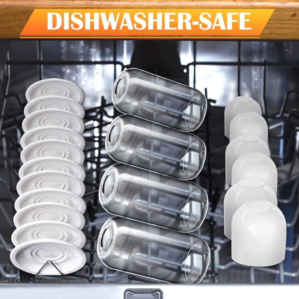 Drinking Glasses with Bamboo Lids and Glass Straw 4 Sets - 16oz Can Shaped Glass Cups, Beer Glasses, Iced Coffee Glasses, Cute Tumbler Cup, Ideal for Cocktail, Whiskey, Gift - 2 Cleaning Brushes