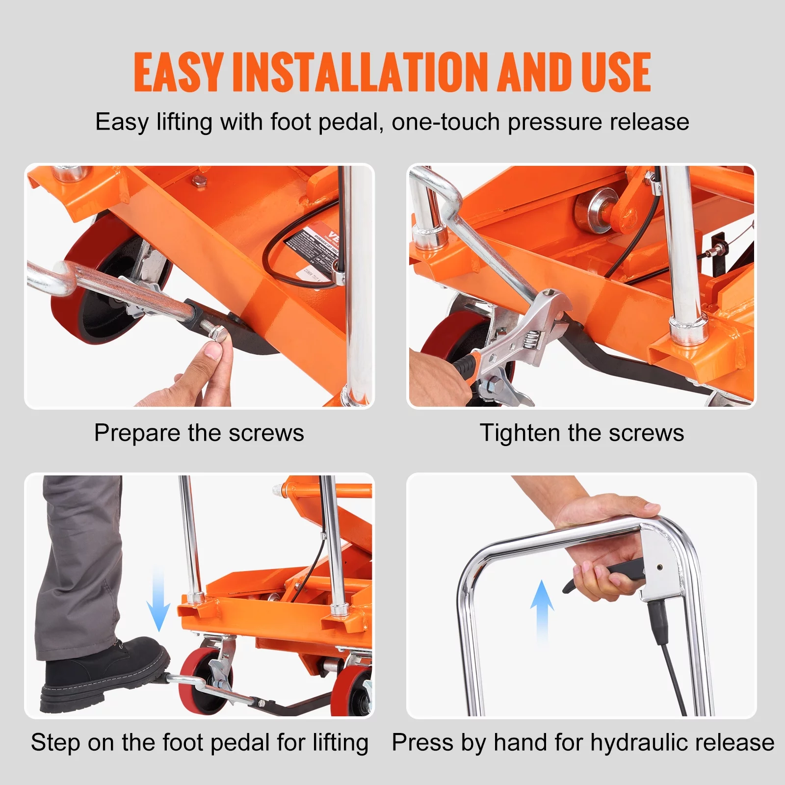 BENTISM Hydraulic Lift Table Cart 1760 lbs Manual Double Scissor Lift Table 59