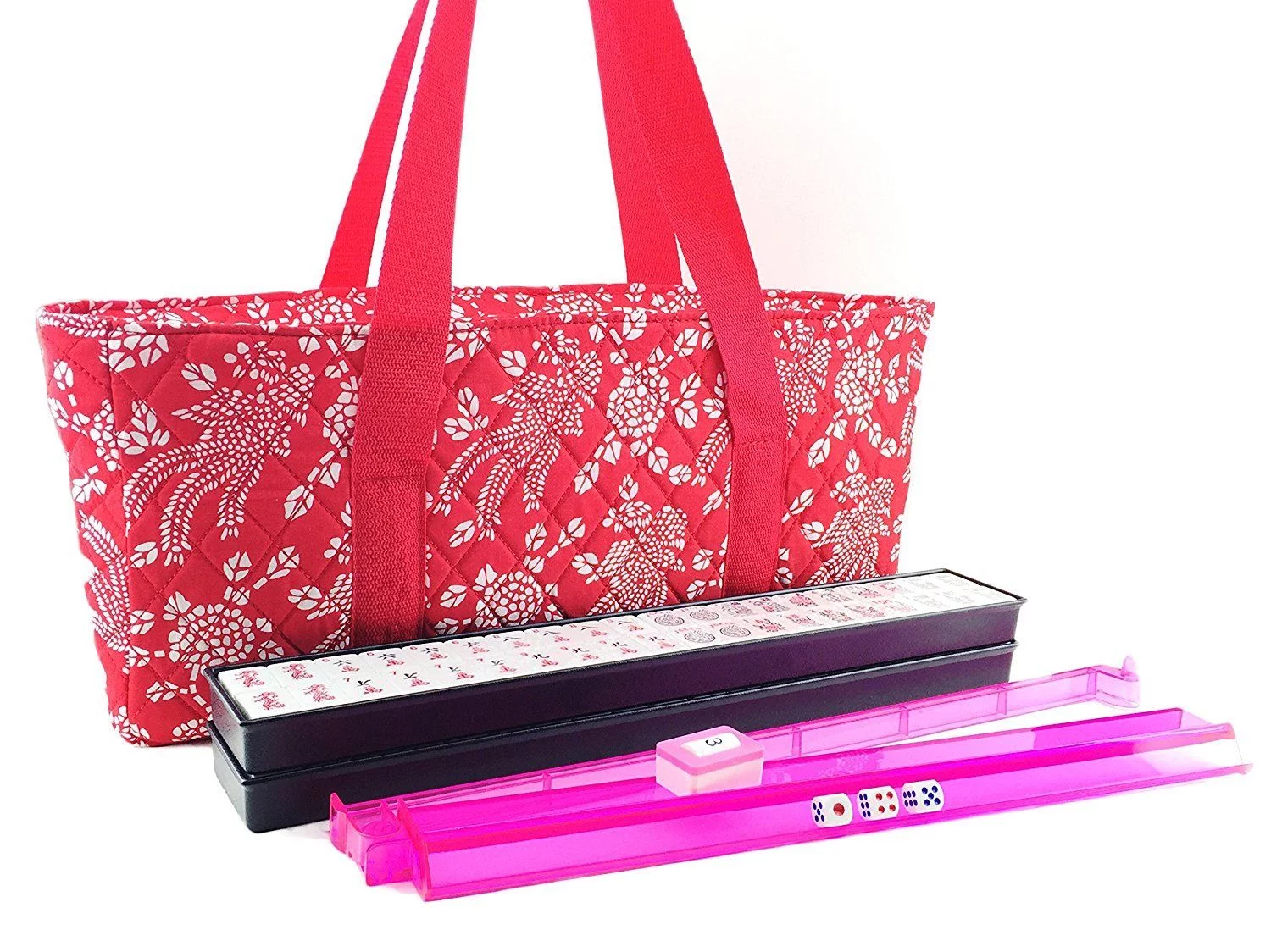 M30YHD-1 166 Tile American Mahjong Set Red Phoenix Soft Bag 4 Color Pushers/Racks