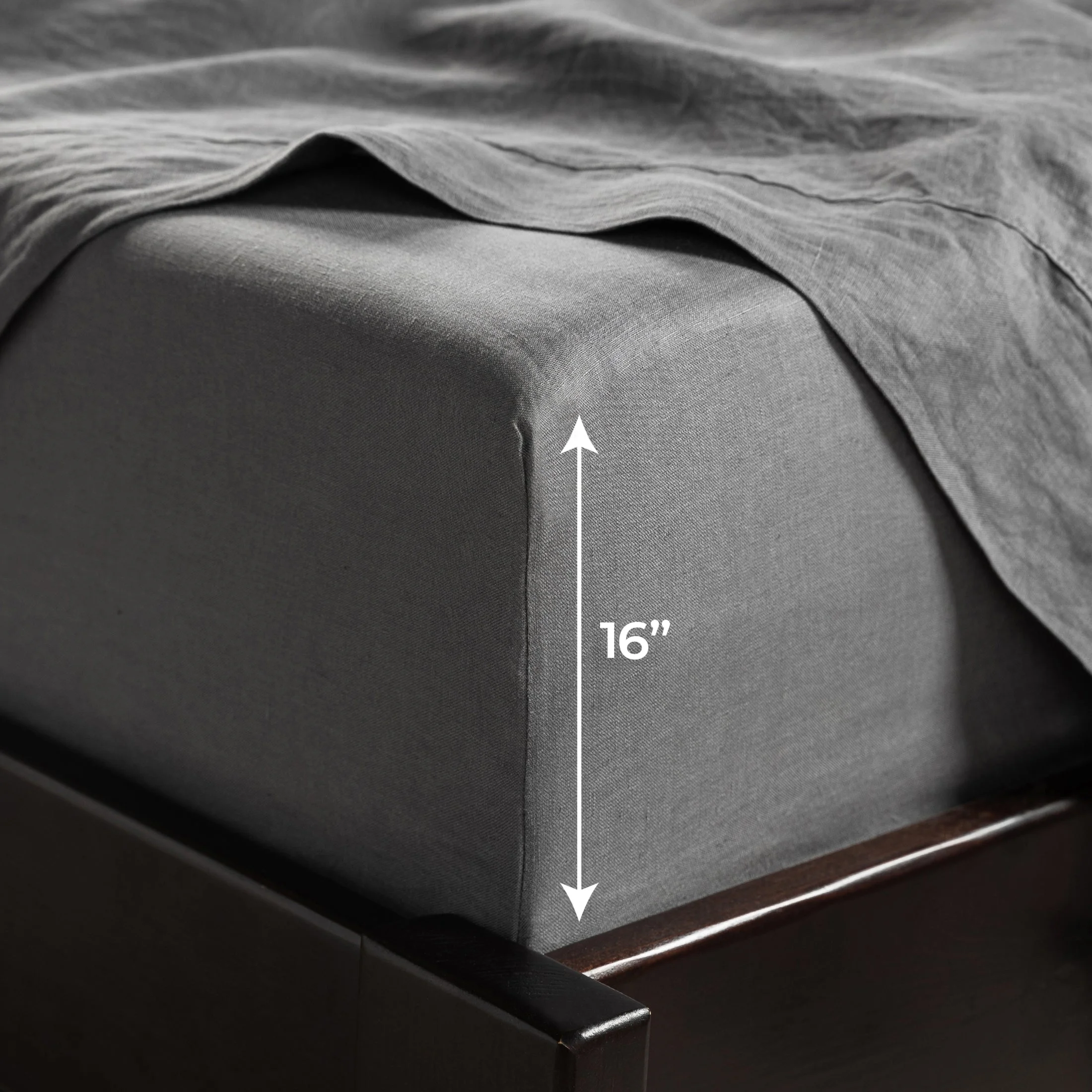 Mellanni 100% Flax Linen 4-Piece 135 GSM Gray Linen Sheet Set, King - Deep Pocket