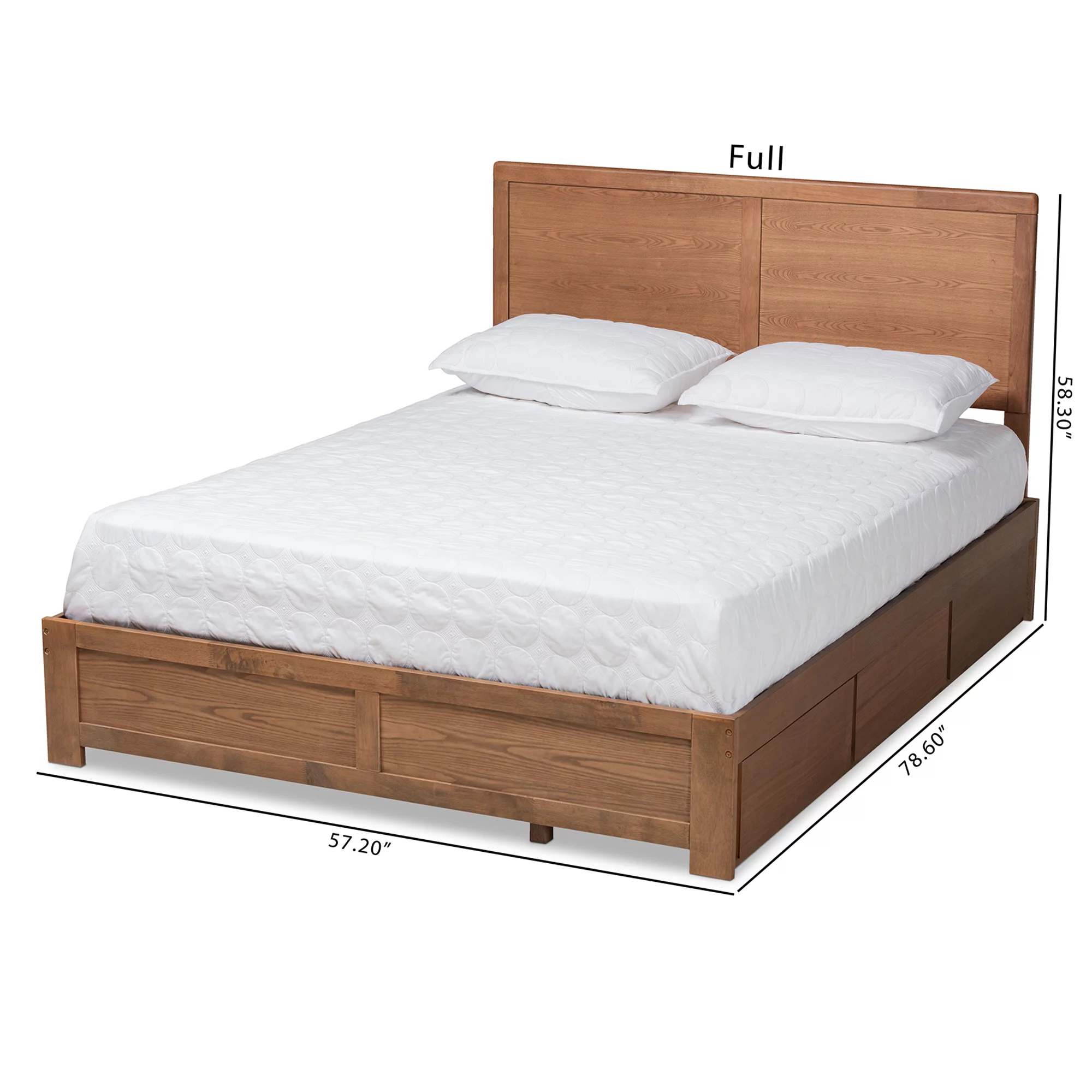 Baxton Studio Aras Modern and Contemporary Transitional Ash Walnut Brown Finished Wood Full Size 3-Drawer Platform Storage Bed