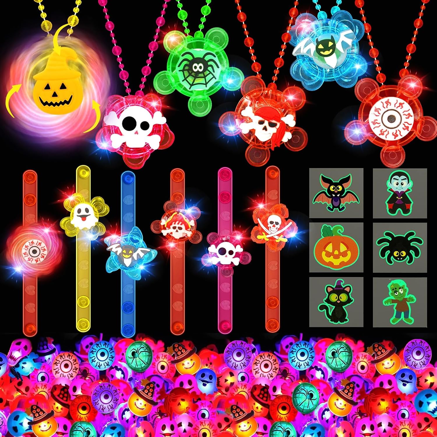 Halloween Party Favors for Kids, 72 Pack Glow in the Dark Toys Bulk Halloween Toys for Girl Boy School Classroom Goodies Bags Fillers Party Supplies Trick or Treats Gifts