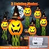 Halloween Decorations Outdoor Decor Hanging Lighted Glowing Pumpkin Witch Hat with 3 Modes Lighted Up Scary Orange Halloween Decorations for Indoor Outside Party Yard Tree Garden (4Pcs)