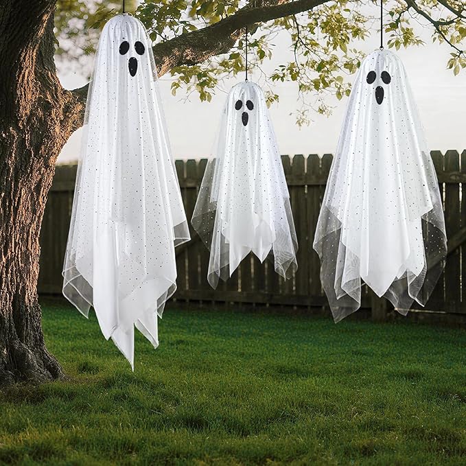 Halloween Lighted Hanging Ghost Decorations – 3 Pack 12