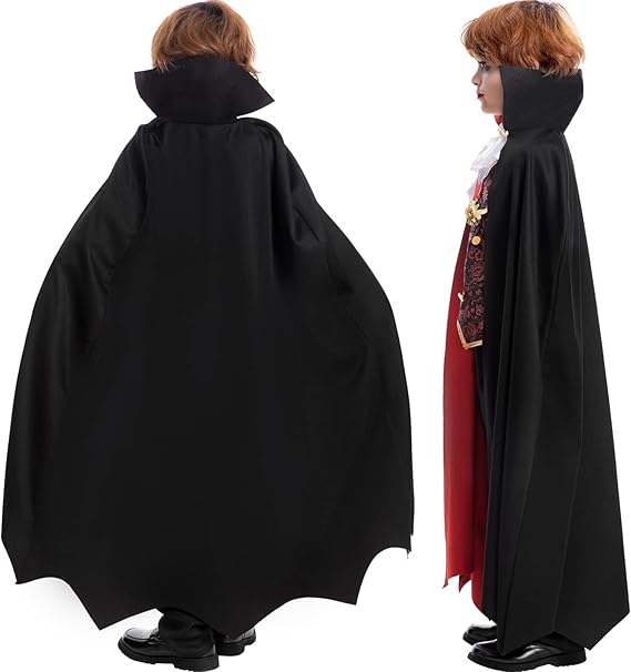 Fooecor Boys Vampire Costume - Scary Halloween Party, Teeth, Cane & Cosmetic Kit Included