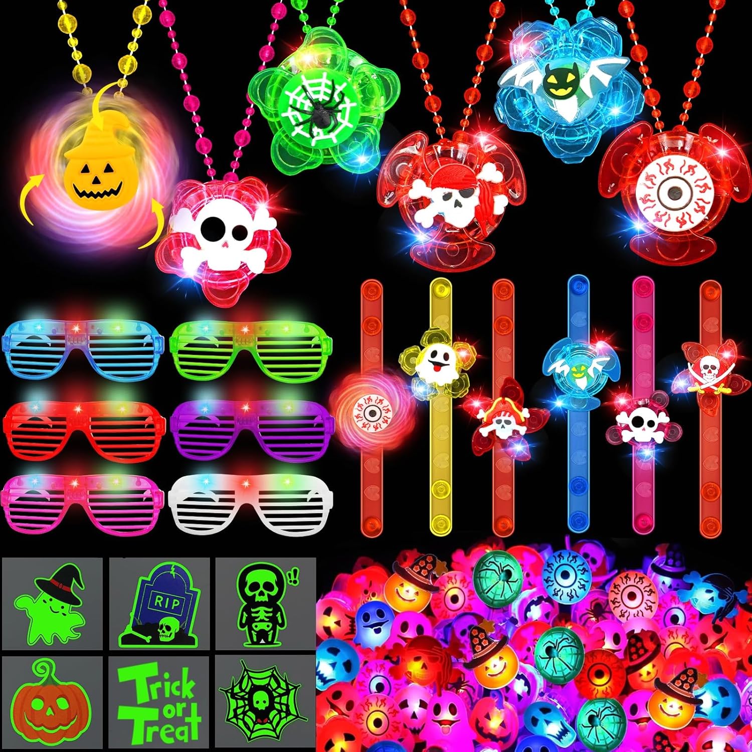 Halloween Party Favors for Kids, 72 Pack Glow in the Dark Toys Bulk Halloween Toys for Girl Boy School Classroom Goodies Bags Fillers Party Supplies Trick or Treats Gifts