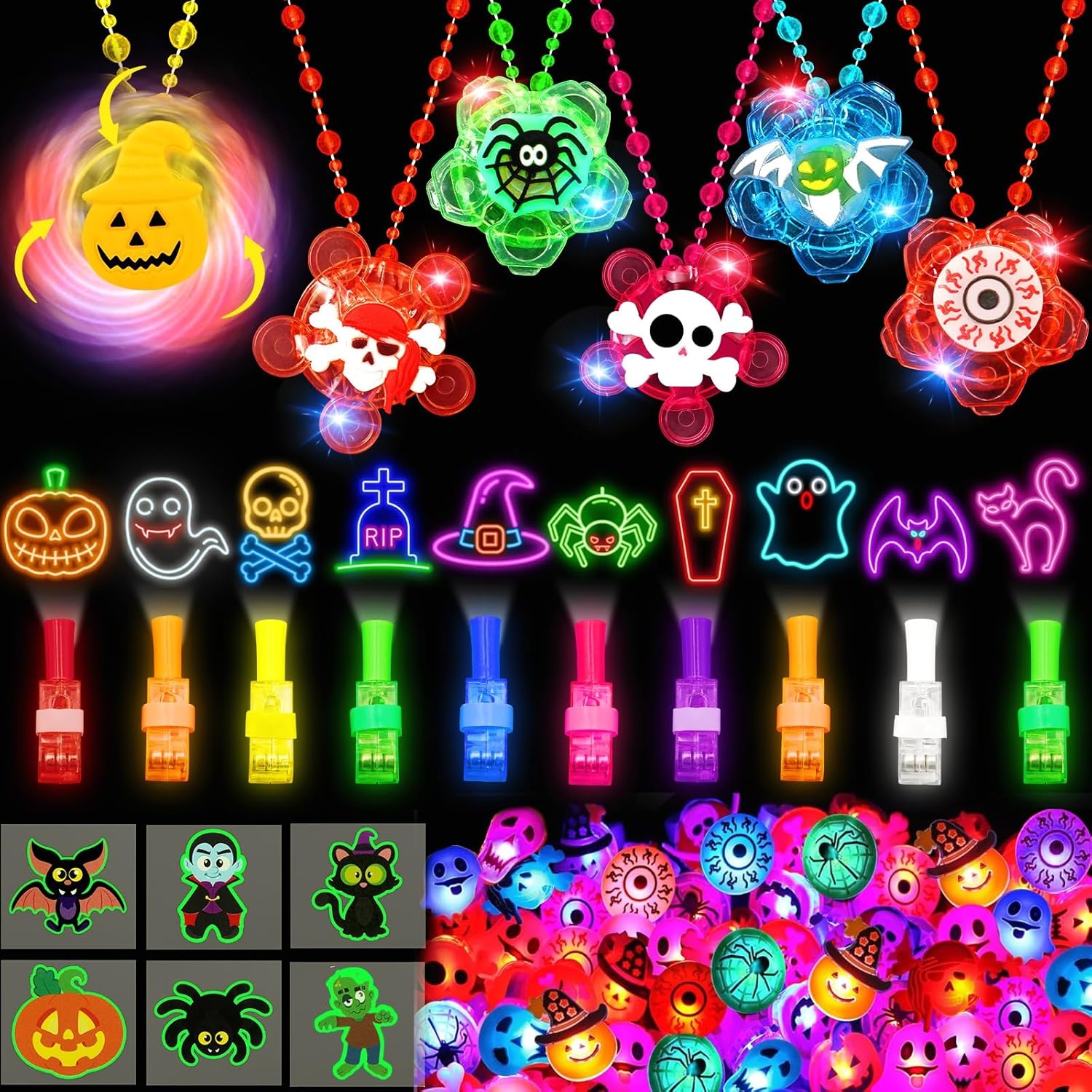 Halloween Party Favors for Kids, 72 Pack Glow in the Dark Toys Bulk Halloween Toys for Girl Boy School Classroom Goodies Bags Fillers Party Supplies Trick or Treats Gifts