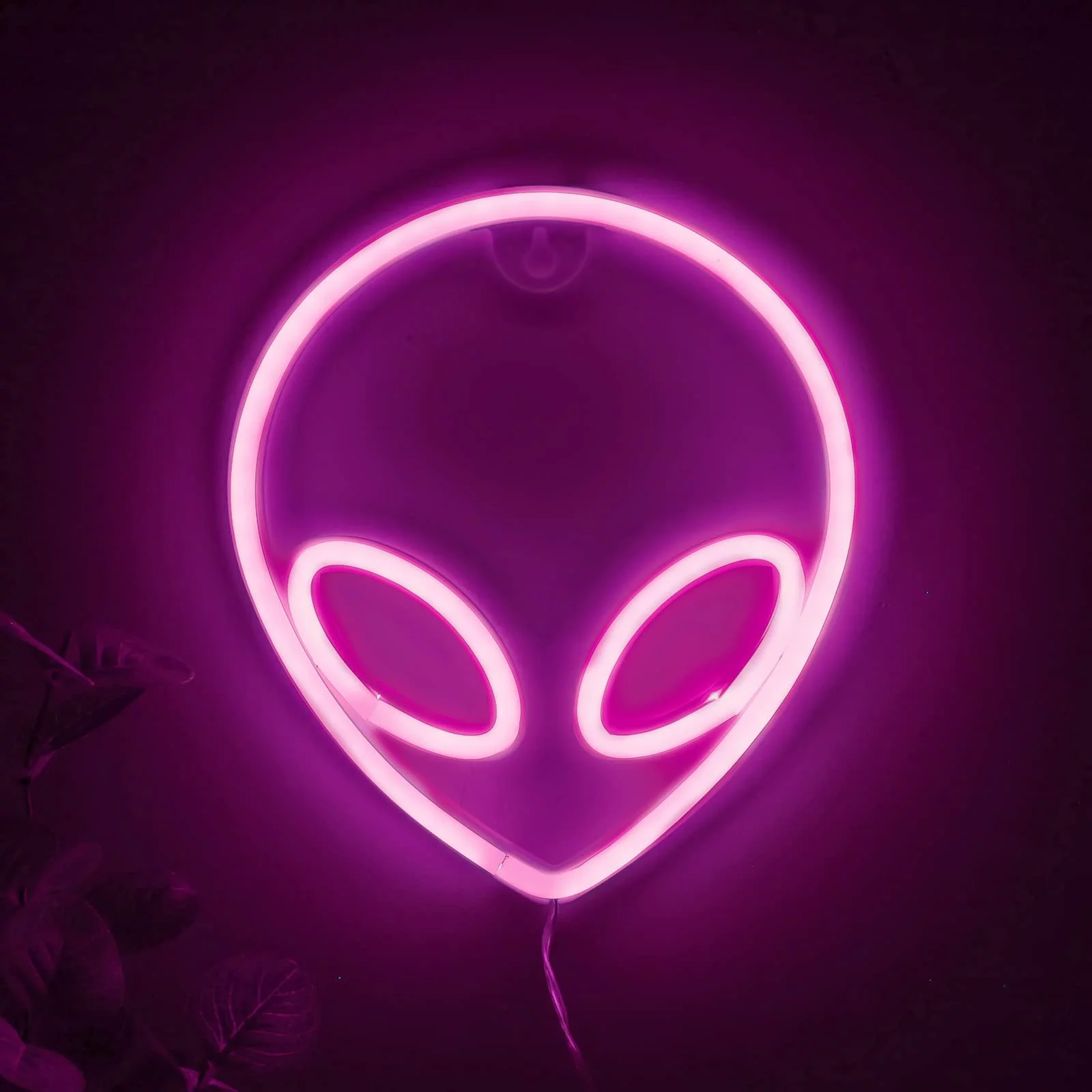 FOAUUH Alien Neon Signs for Bedroom Wall Decor Battery and USB Powered Pink Alien Neon Sign Light up for Home Kids Room Children‘s Day Bar Festival Birthday Christmas Halloween Party