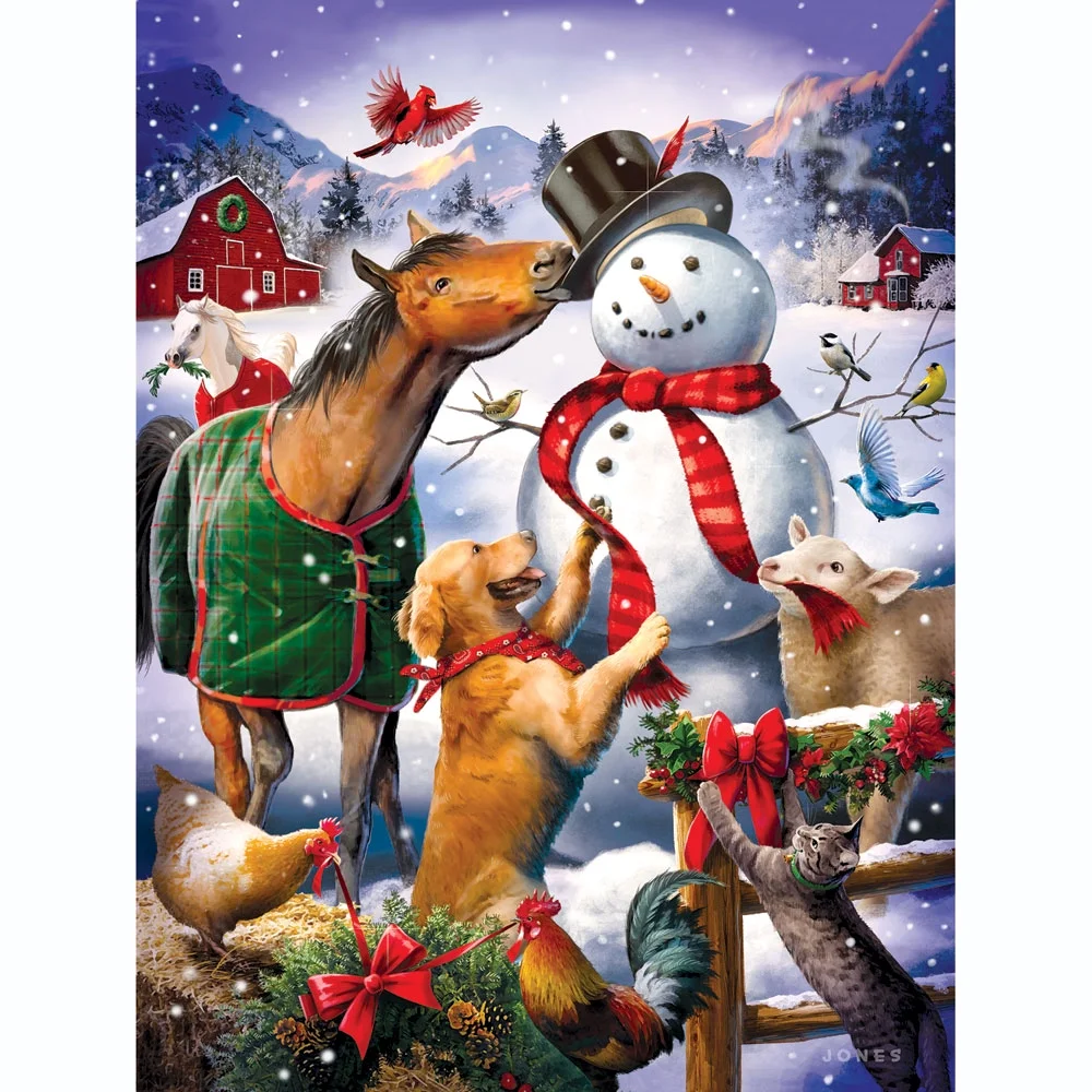 Bits and Pieces 500 Piece Jigsaw Puzzle Christmas Barn Snowman 18