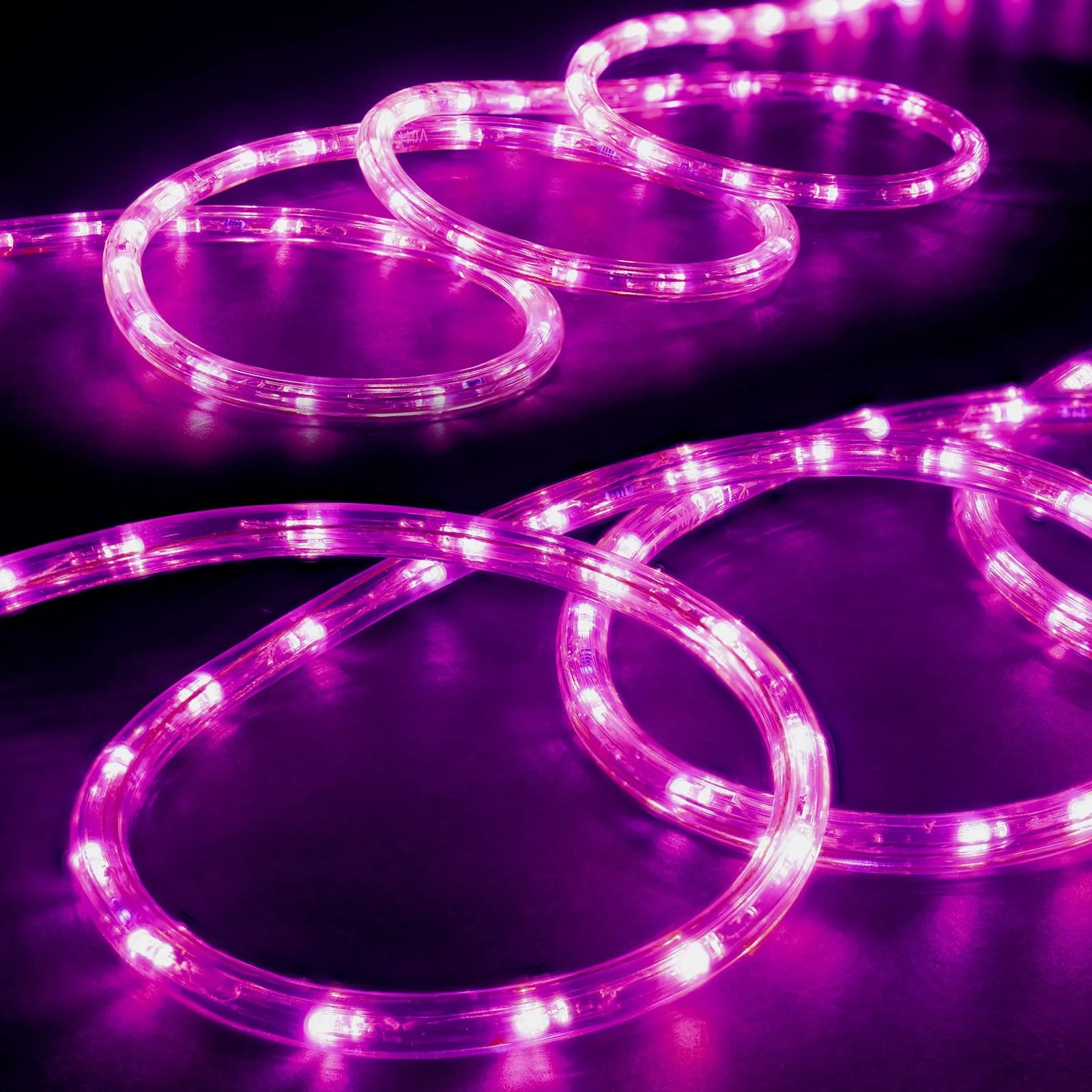 WYZworks 576LEDs 50ft LED Outside Rope Lights, Outdoor ETL Certified Waterproof Permanent 360 Degree Light Emitting, Flexible Tube, Connectable, Christmas Palm Tree Exterior Landscape, Pink
