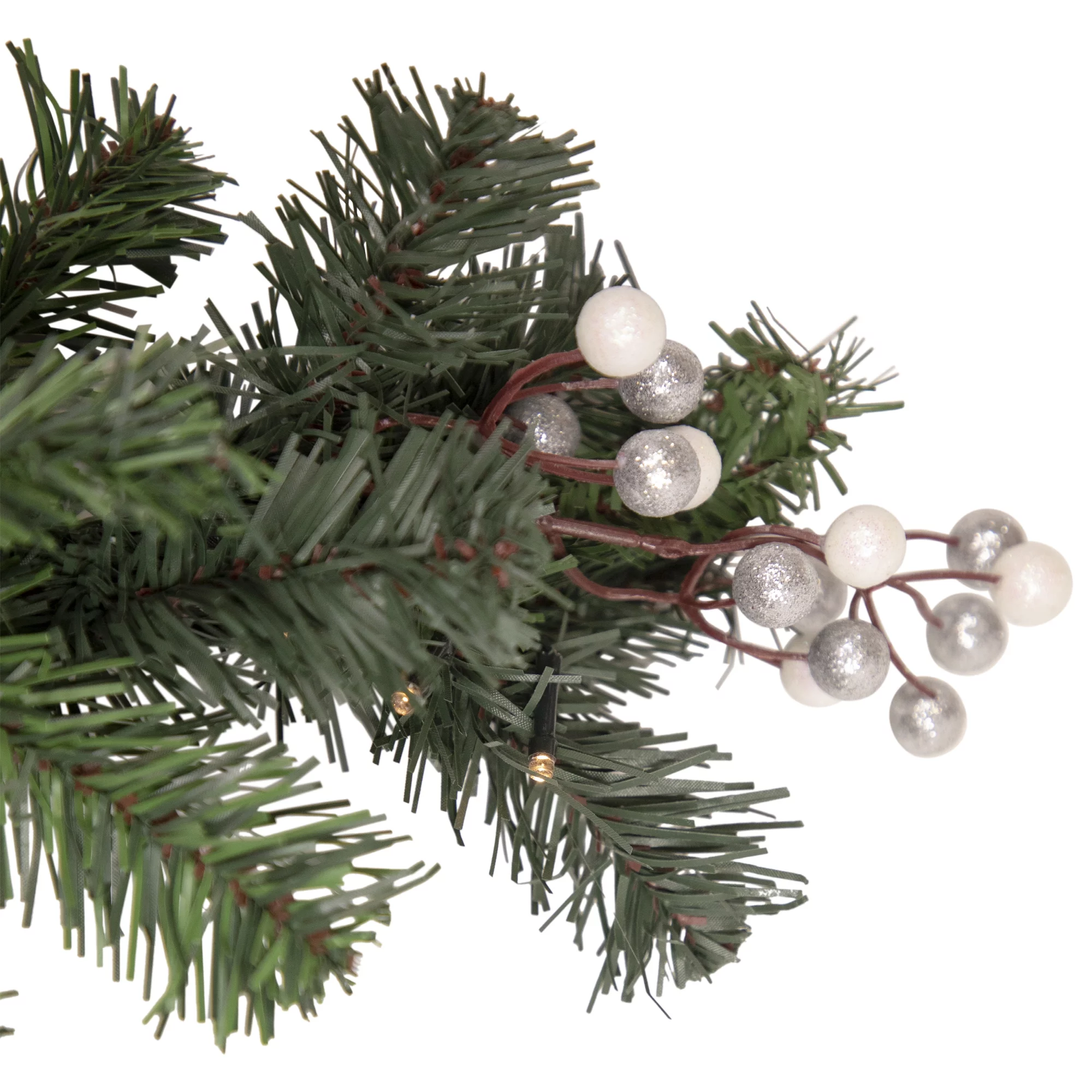 Northlight Pre-Lit Battery Operated Decorated Green Pine Christmas Garland - 9' - Warm White LED
