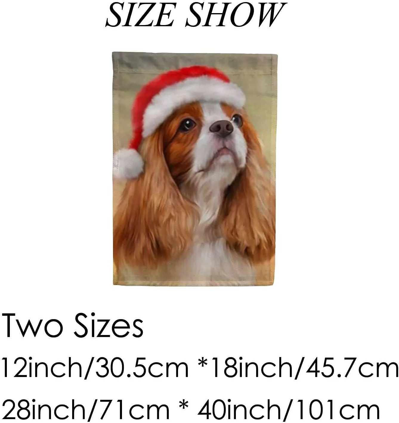 Hidove Christmas Cavalier King Charles Spaniel Double Side Print Garden House Sports Flag 28x40 in Polyester Decorative Flag Banner for Outside House Flowerpot