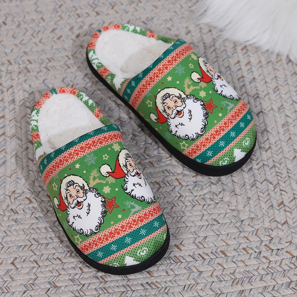 Couples Winter Christmas Home Warm Non Slip Cotton Drag Men And Women Fashion Thick Bottom Indoor Christmas Grandpa Slippers Womens S Slippers Slide on Slippers for Women Slippers Women Size 8 Leopard