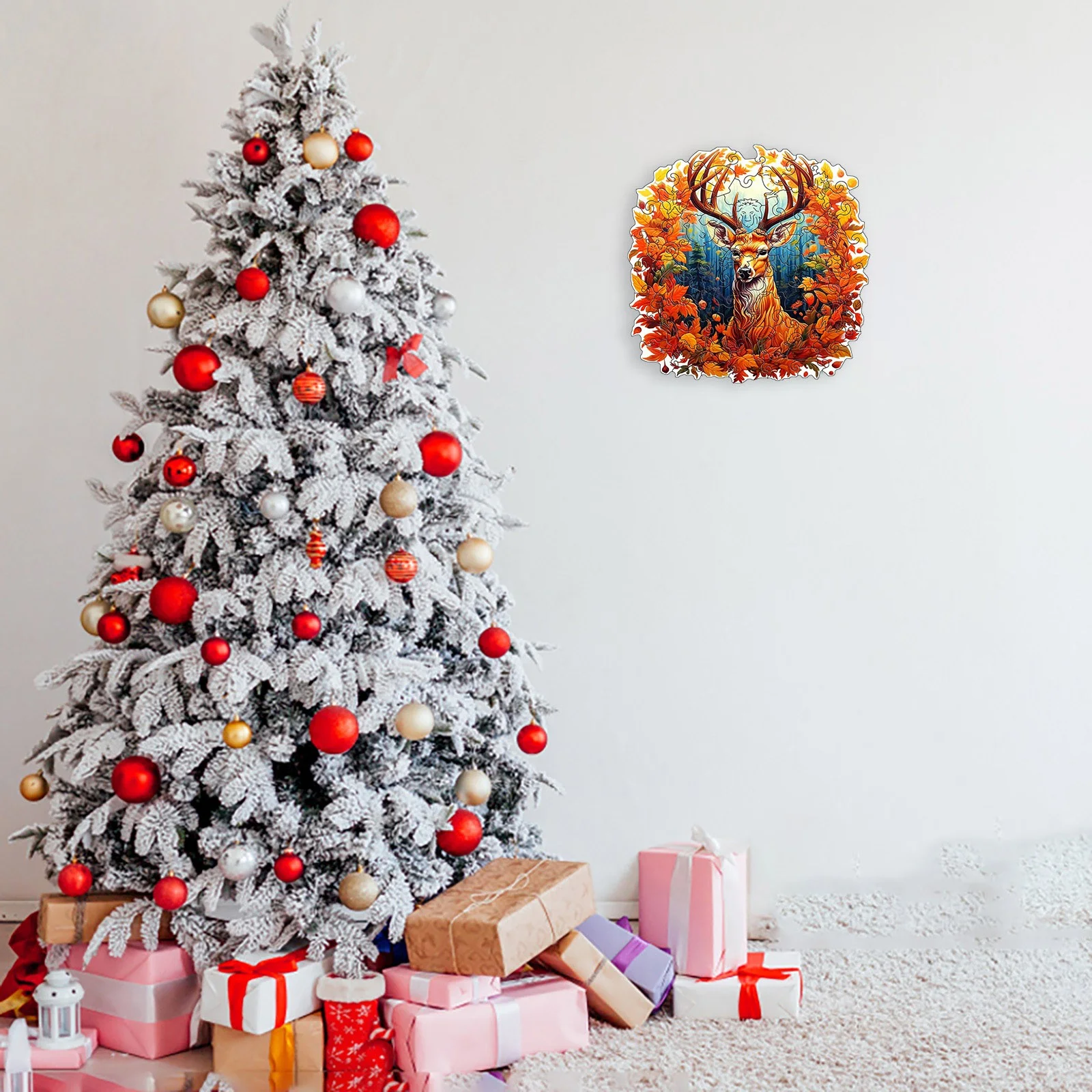 BOLUOYI Toys Pack 100 4Th of July Outdoor Wooden Puzzle Toy with Reindeer Wreath Pattern for Christmas Unique and Educational