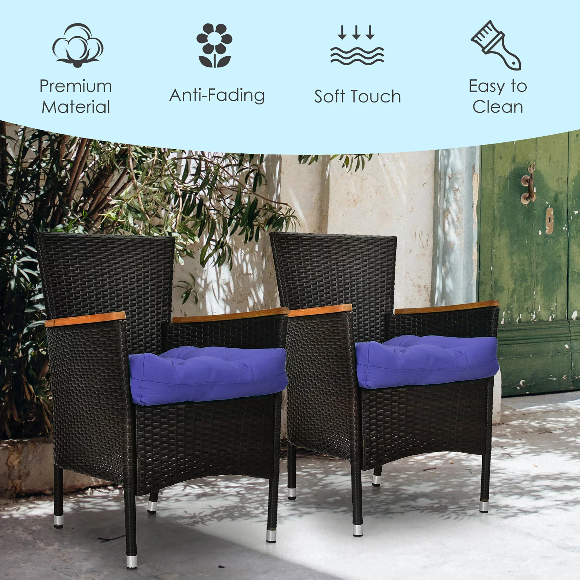 KQPOINW 2PCS 19'' X 19'' Patio Chair Seat Cushion Pads Indoor/Outdoor Christmas Present