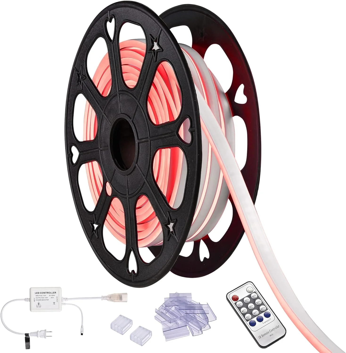 50FT 2-Sided LED eo Rope Lights DIY Adjustable Mode Waterproof Flexible eo Stripe Lights With Cotrol For Christmas Garde Buildig Cafe Decor Red