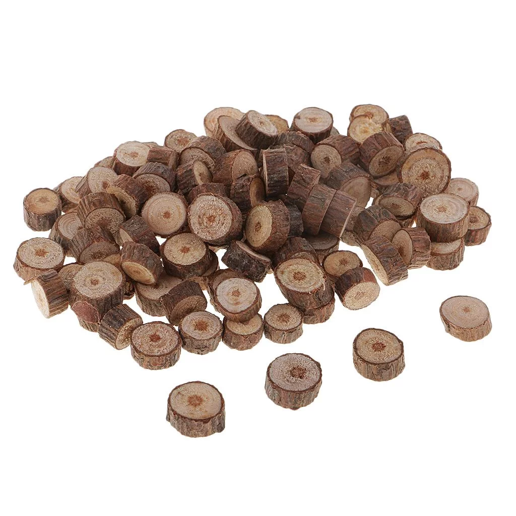 3x 100 Mini Natural Wood Slices, Wood Slabs, Rustic Tree Slice, Wood Branch Discs, for Country , Wedding Decoration, Christmas Ornament