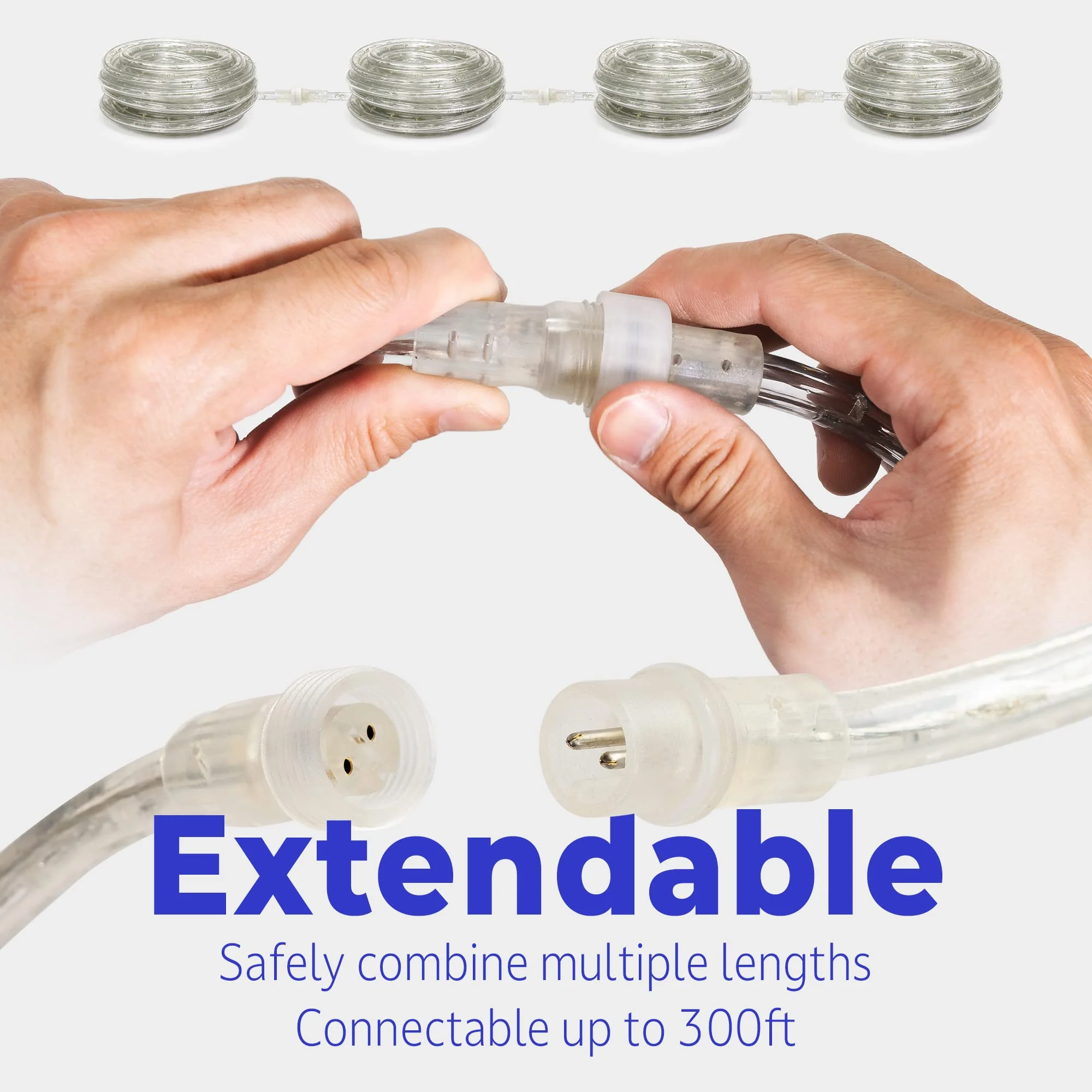 WYZworks 576LEDs 50ft LED Outside Rope Lights, Outdoor ETL Certified Waterproof Permanent 360 Degree Light Emitting, Flexible Tube, Connectable, Christmas Palm Tree Exterior Landscape, Pink