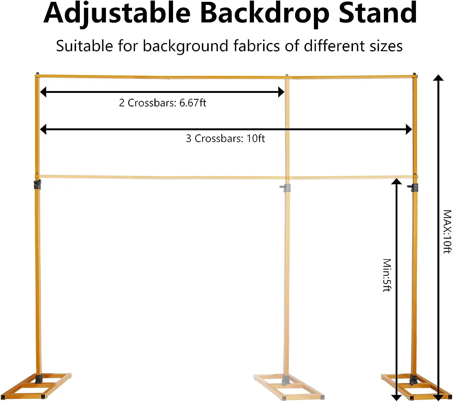 ShowMaven 10x10 FT Backdrop Stand, Heavy Duty Pipe and Drape Stand, Adjustable Gold Backdrop Stand for Wedding, Birthday Party, Photography, Photo Video Studio, Christmas Decoration