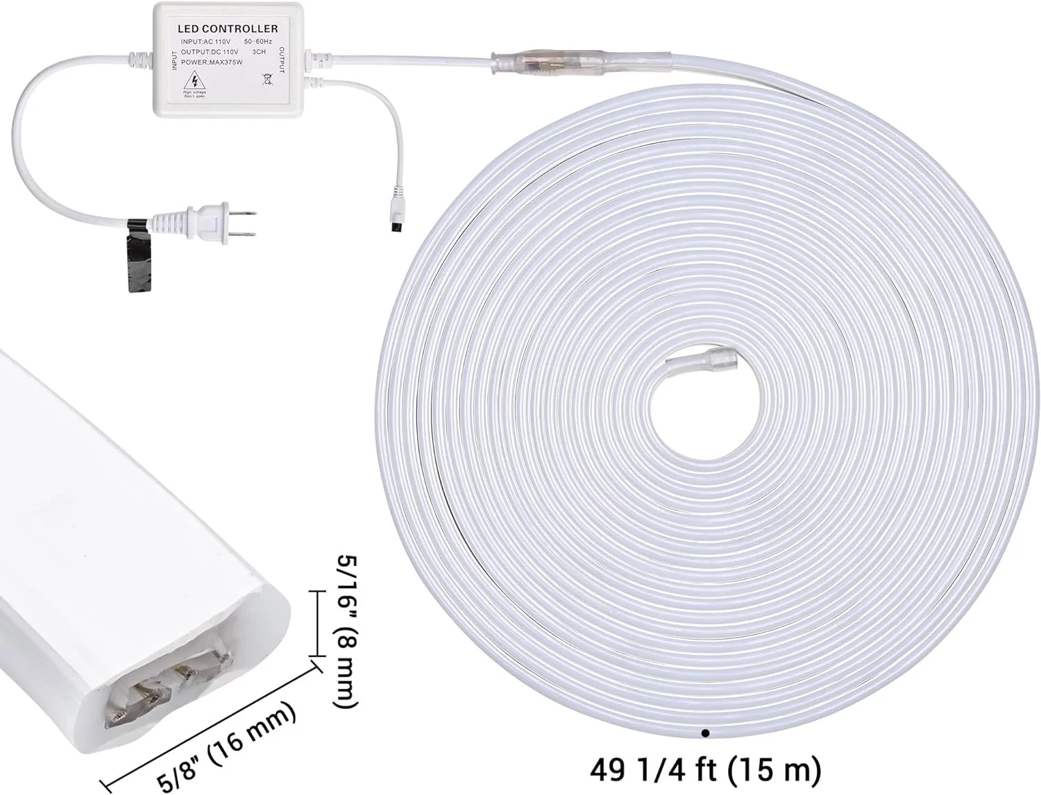 50FT 2-Sided LED eo Rope Lights DIY Adjustable Mode Waterproof Flexible eo Stripe Lights With Cotrol For Christmas Garde Buildig Cafe Decor Red