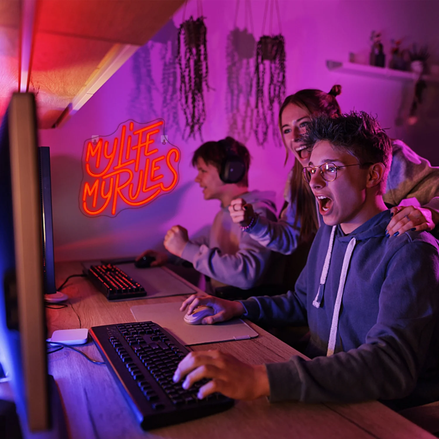 Wanxing My Life is My Own Neon Sign Red Letters LED Neon Sign for Wall Decor, USB Powered Light Up Sign for Girls Bedroom Birthday Party Wedding Christmas Gift Halloween Aesthetic