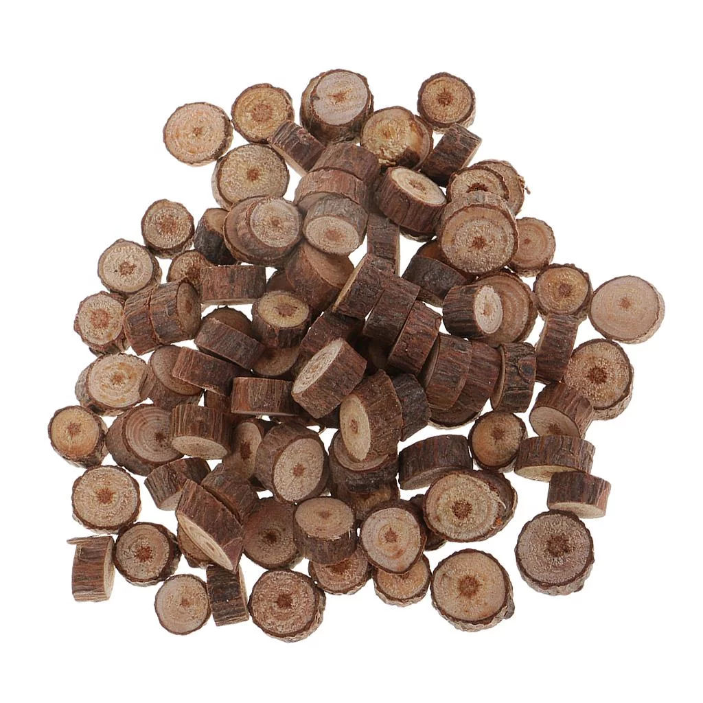 3x 100 Mini Natural Wood Slices, Wood Slabs, Rustic Tree Slice, Wood Branch Discs, for Country , Wedding Decoration, Christmas Ornament