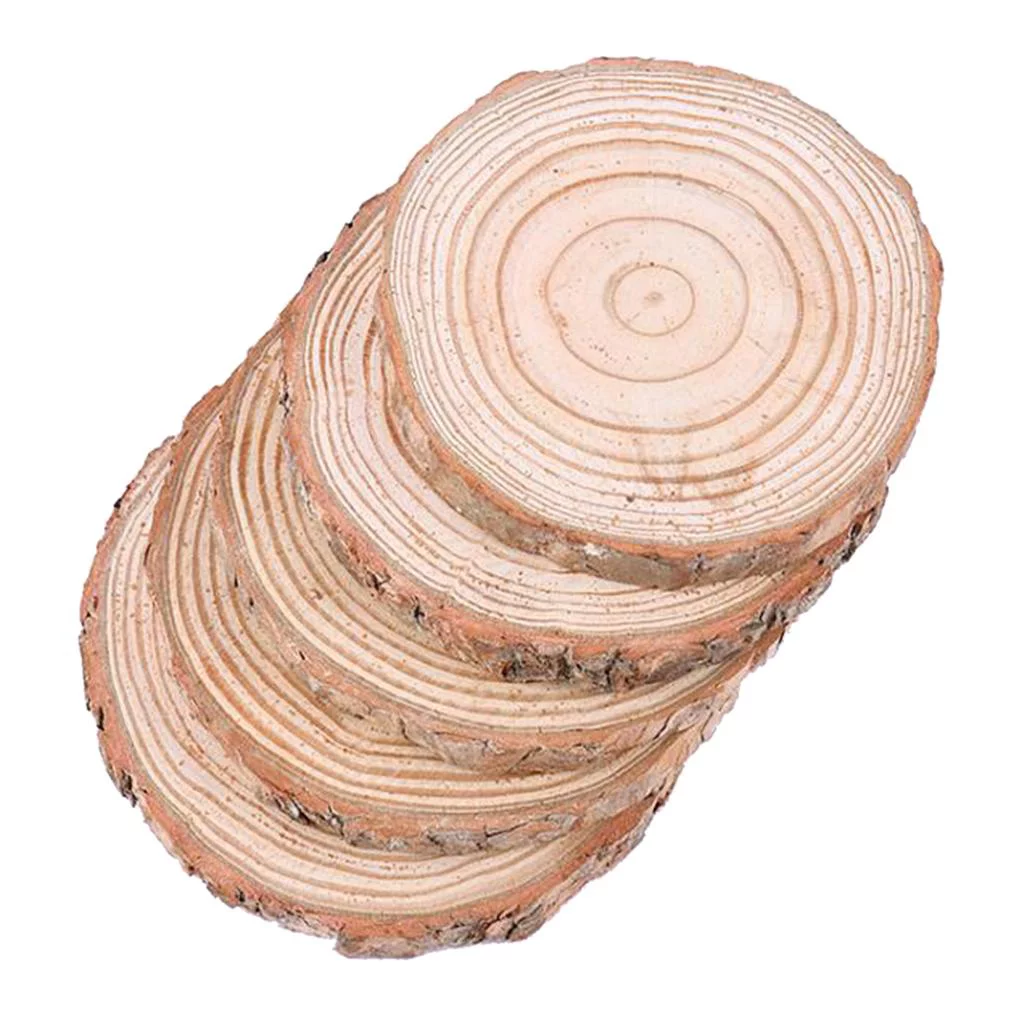 5PCS Wood Slices Unfinshed Round Wood Slabs, Large Rustic Wood Pieces with Tree for Wedding Centerpiece Christmas Rustic Ornaments